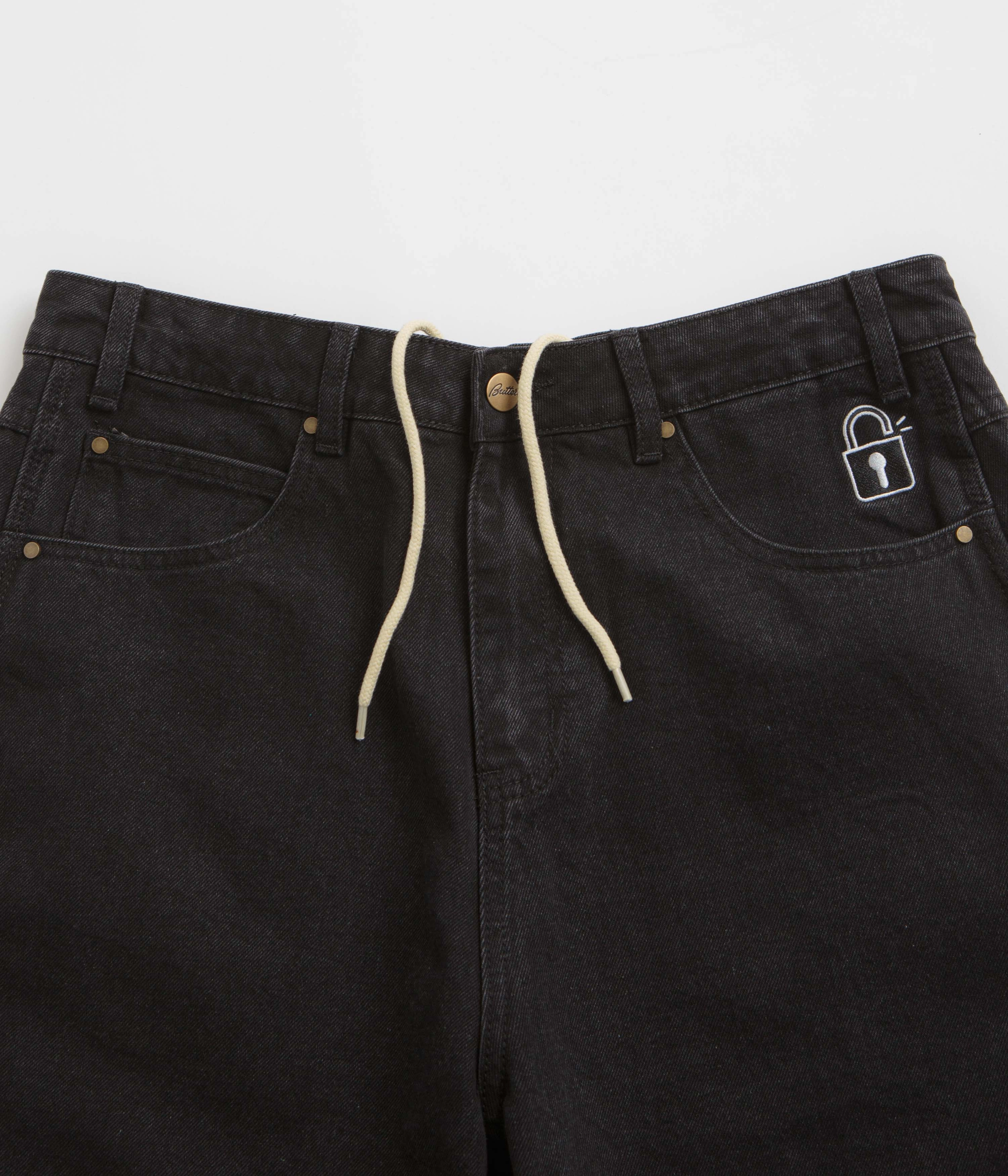 Loose Fit summer breeze Butter Goods Lock Denim Shorts - Flat Black