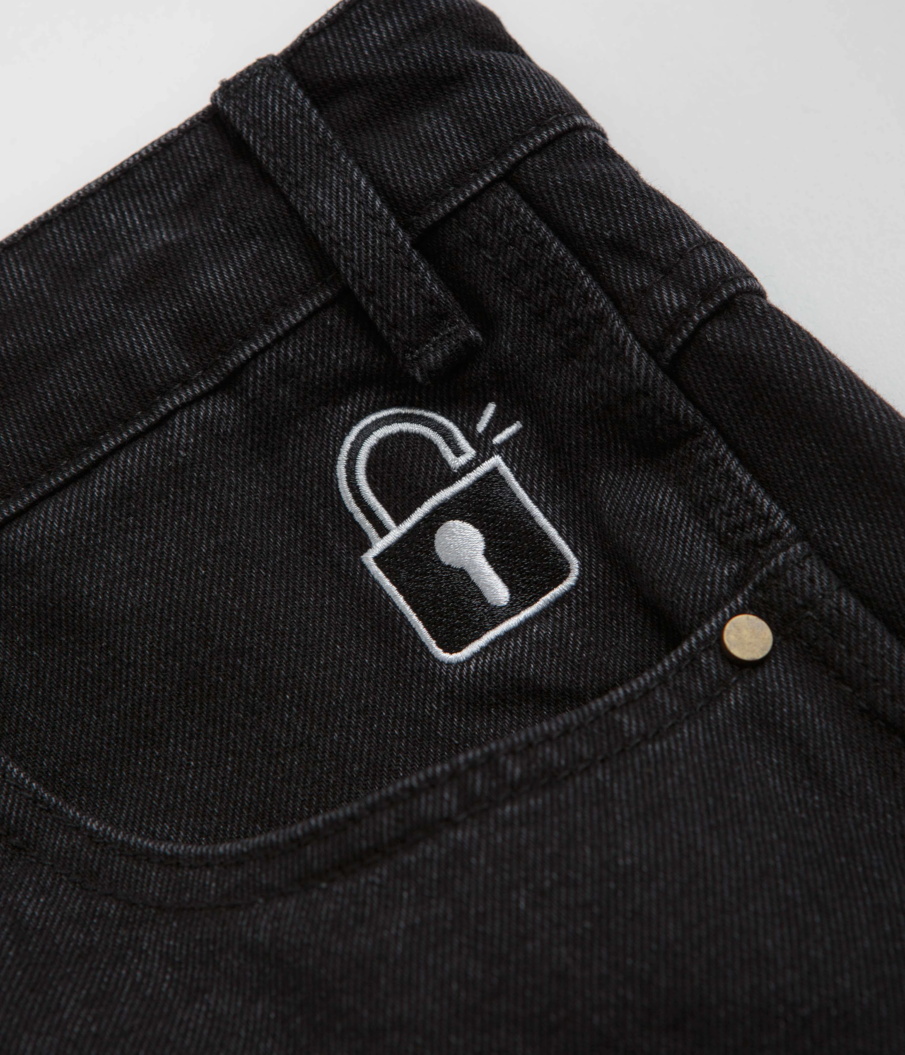 Butter Goods Lock Denim Shorts - Flat Black Airy Touch Low Profile Zipper
