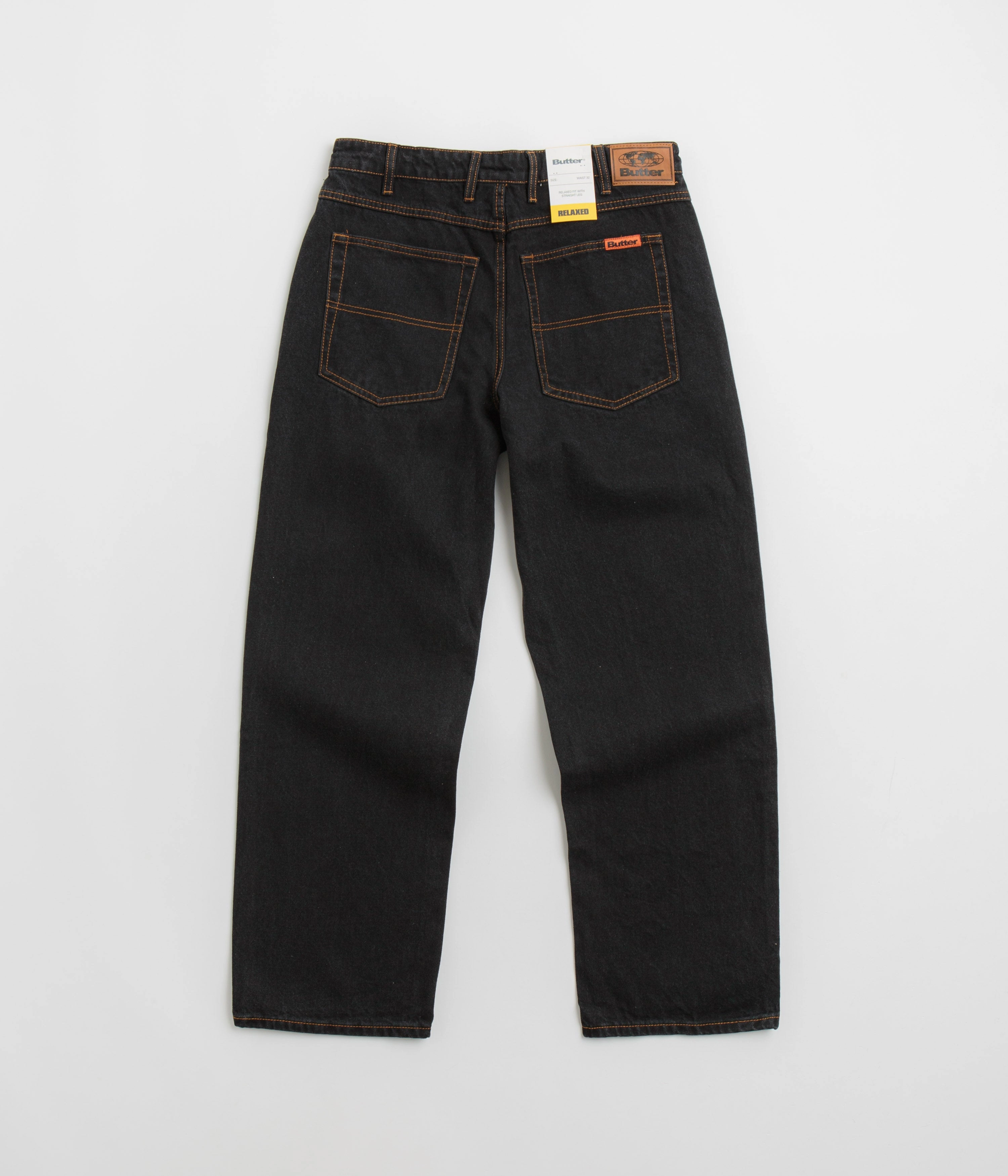 Butter Goods Relaxed Jeans - Washed Black / Black Non Irritating StaticDissipativeFabric