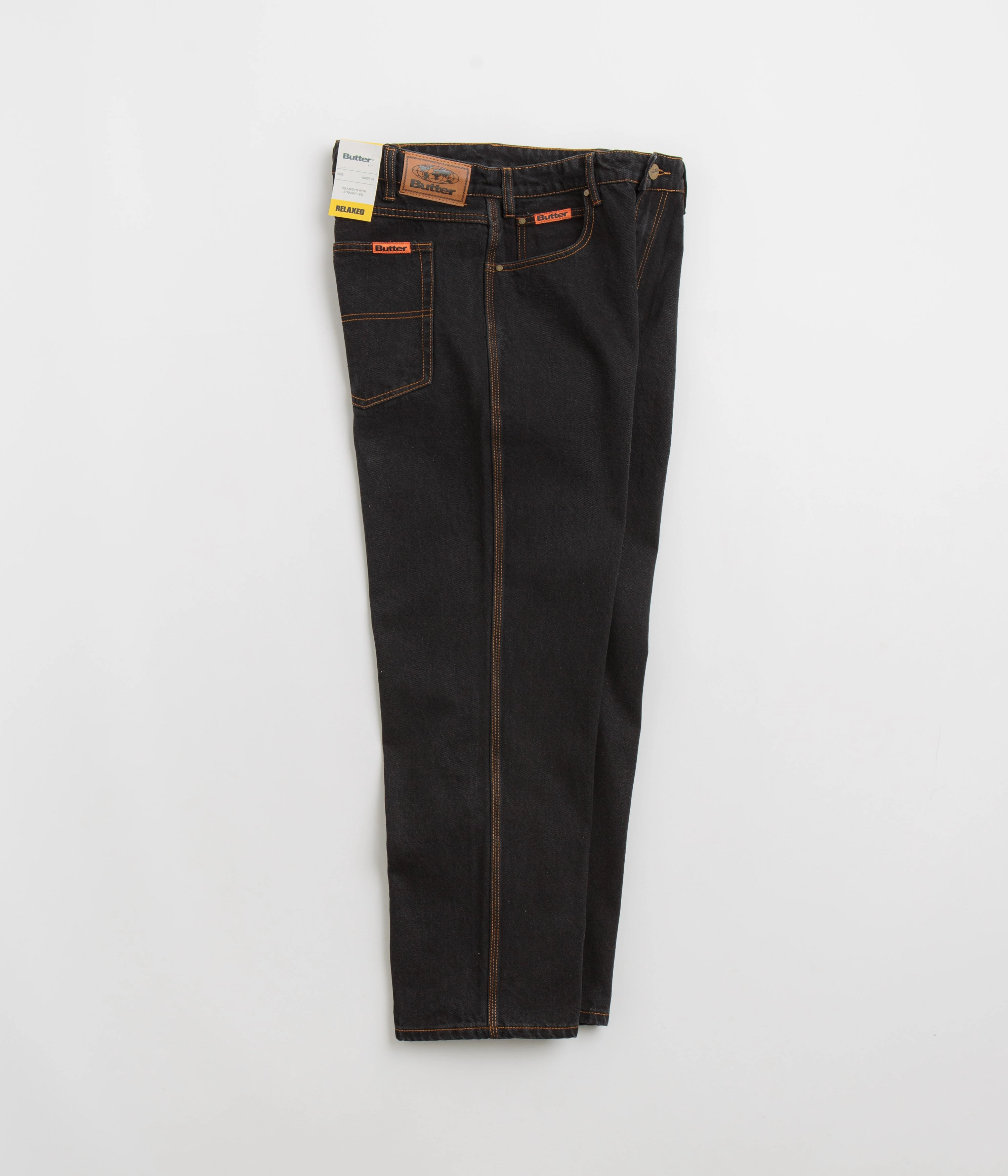 All-day Comfort Hip Friendly Pockets Butter Goods Relaxed Jeans - Washed Black / Black