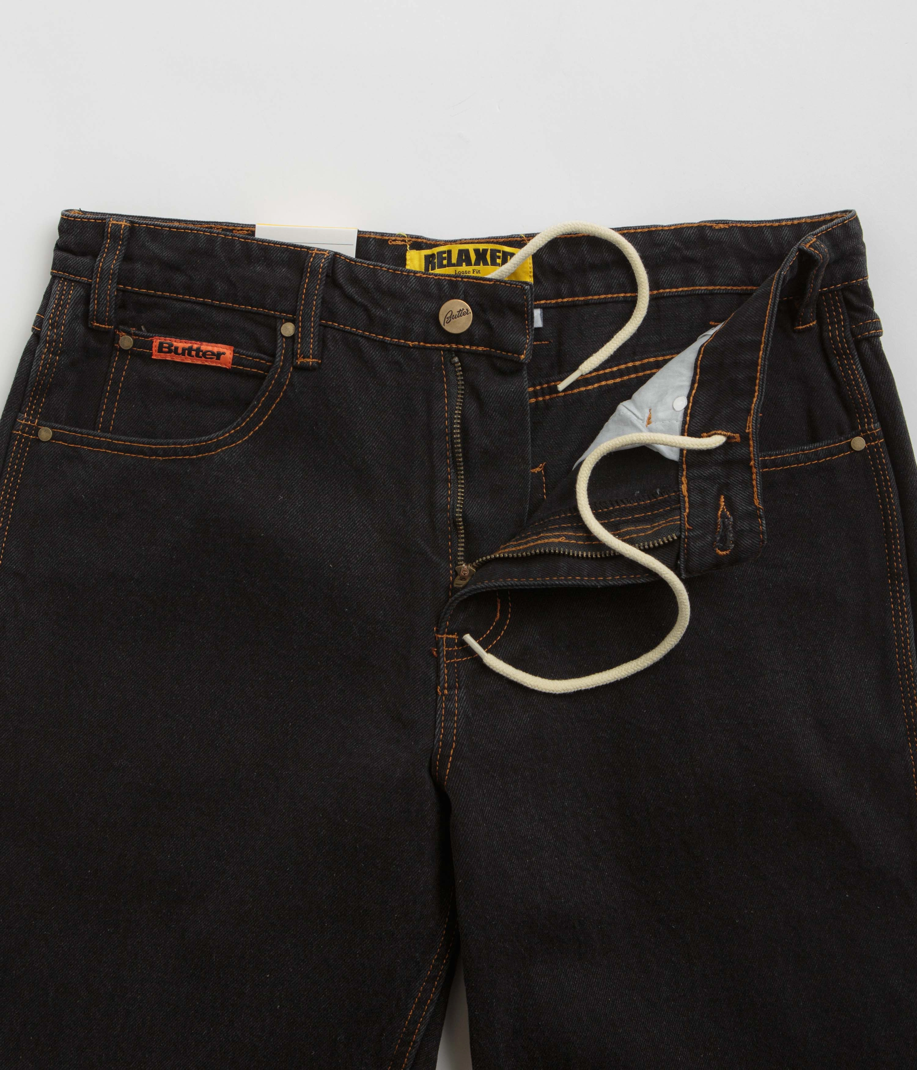 StaticDissipativeFabric Butter Goods Relaxed Jeans - Washed Black / Black