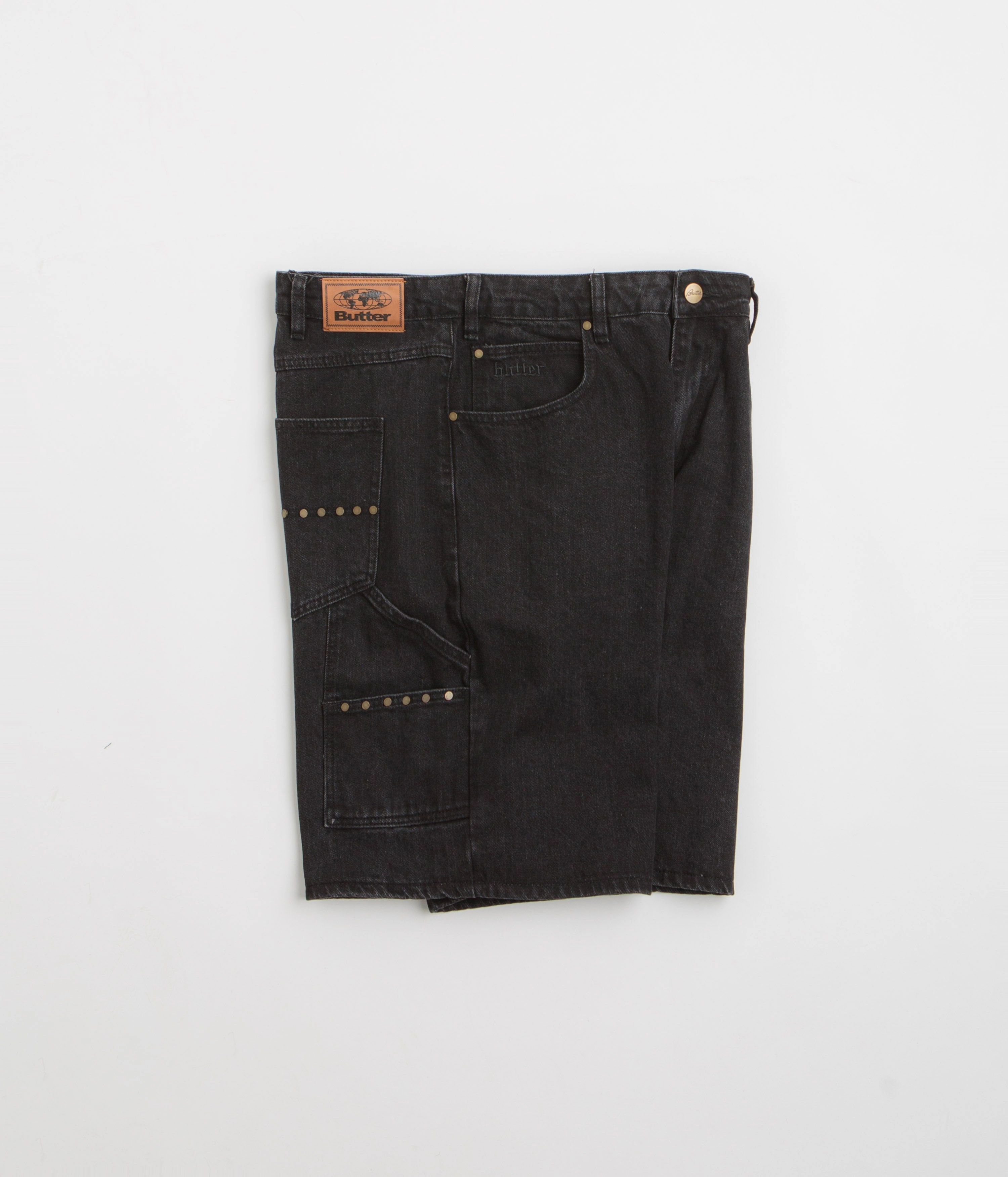Abrasion Proof Fabric Butter Goods Rivet Denim Shorts - Washed Black