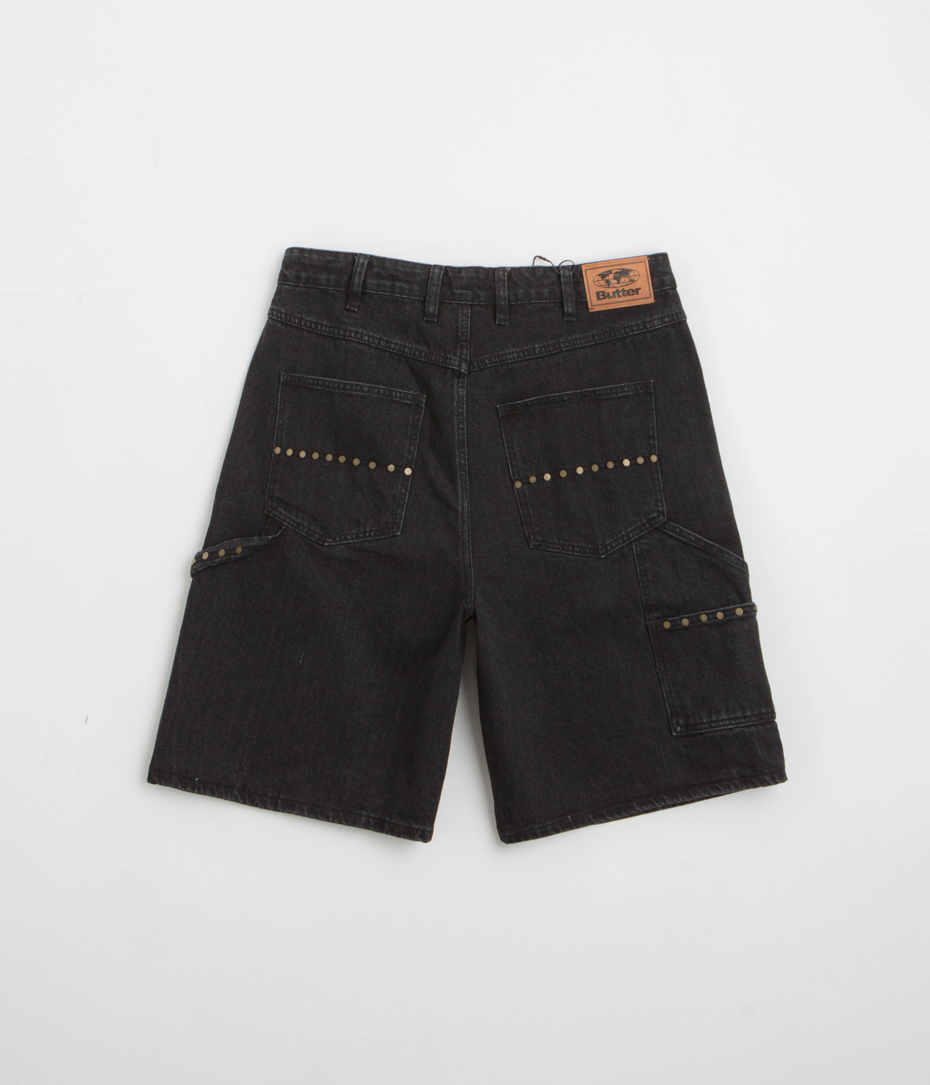 Trend Essential Non Irritating Seams Butter Goods Rivet Denim Shorts - Washed Black