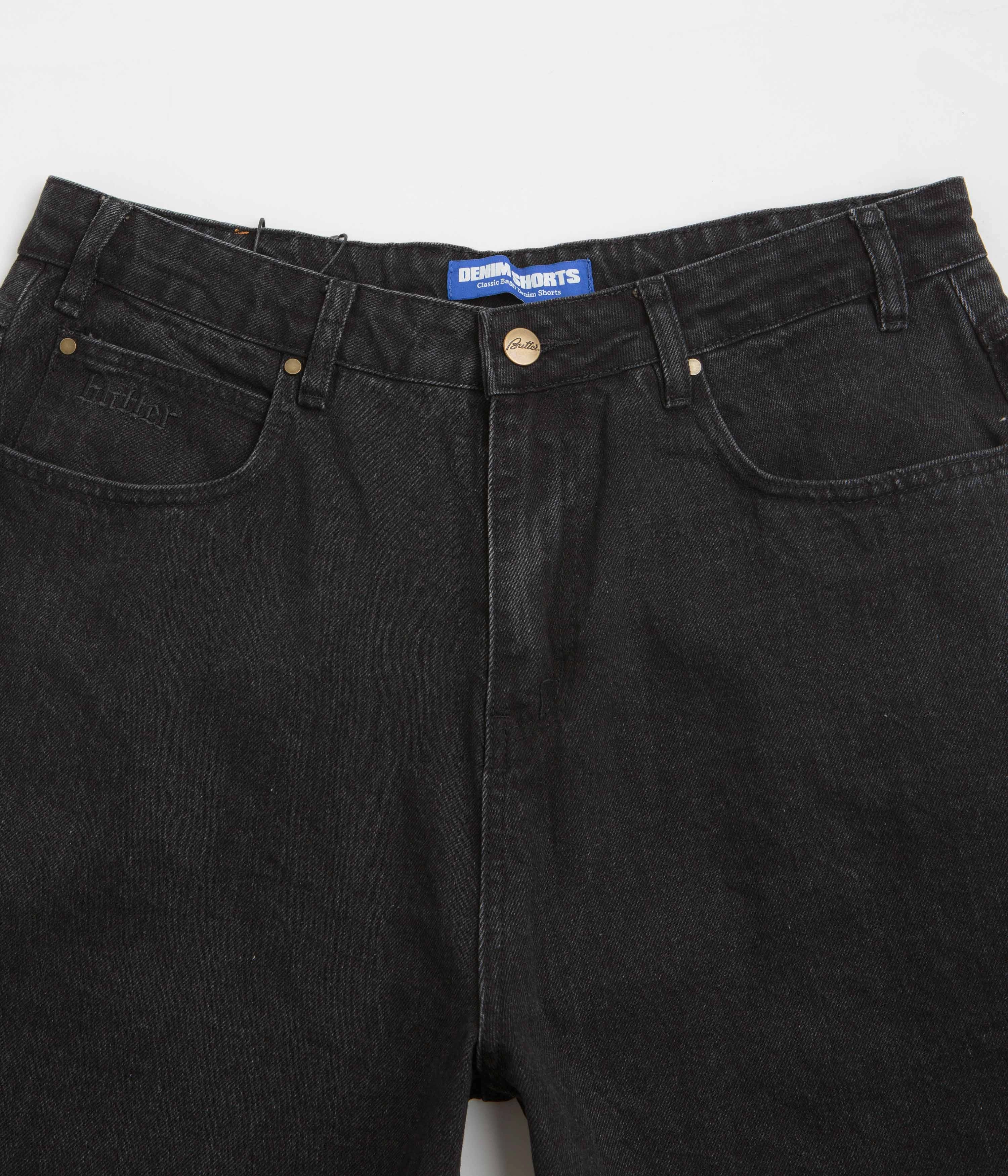 Cooling Mesh Lining Butter Goods Rivet Denim Shorts - Washed Black