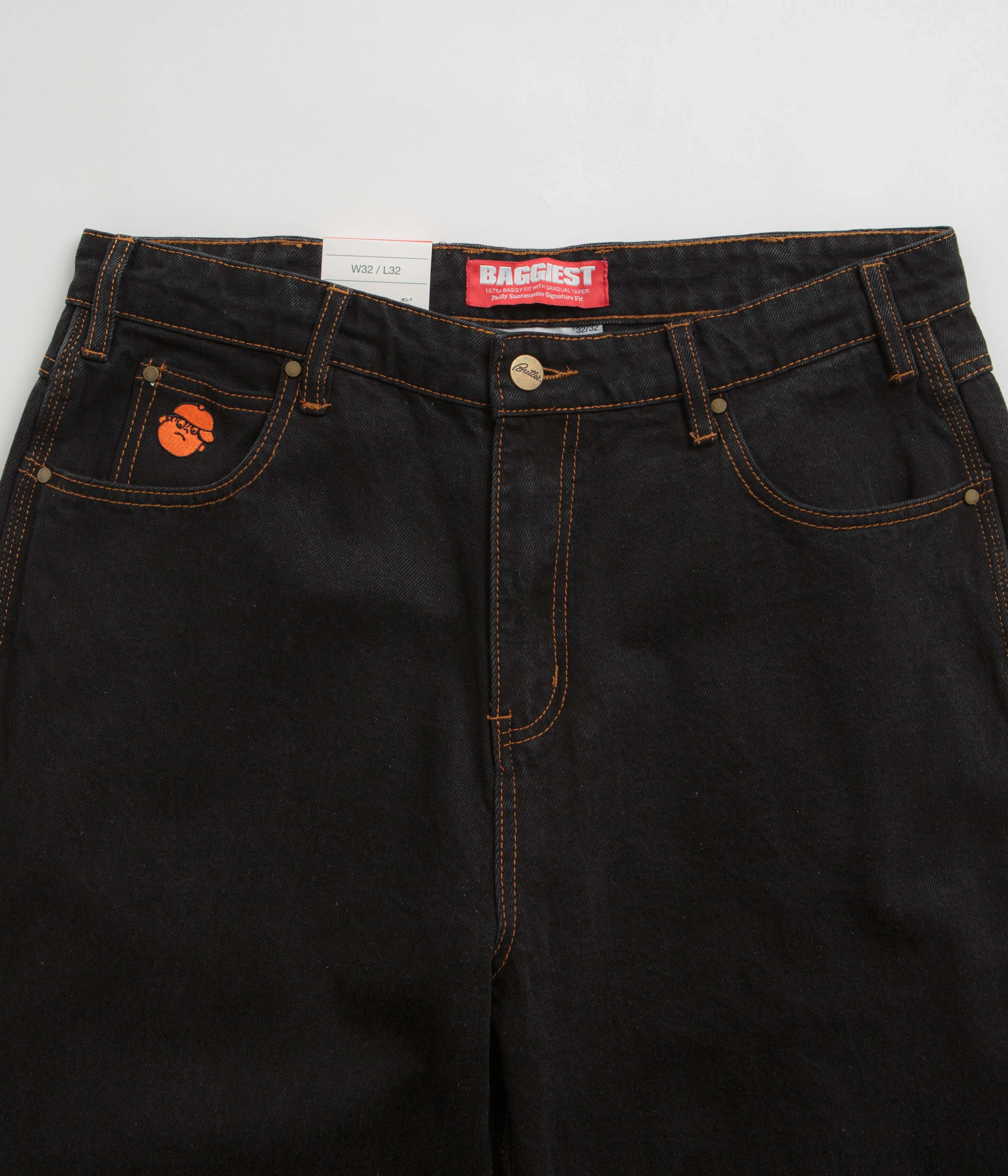 AntiSlipGrip Form Fitting Butter Goods Santosuosso Jeans - Washed Black / Orange