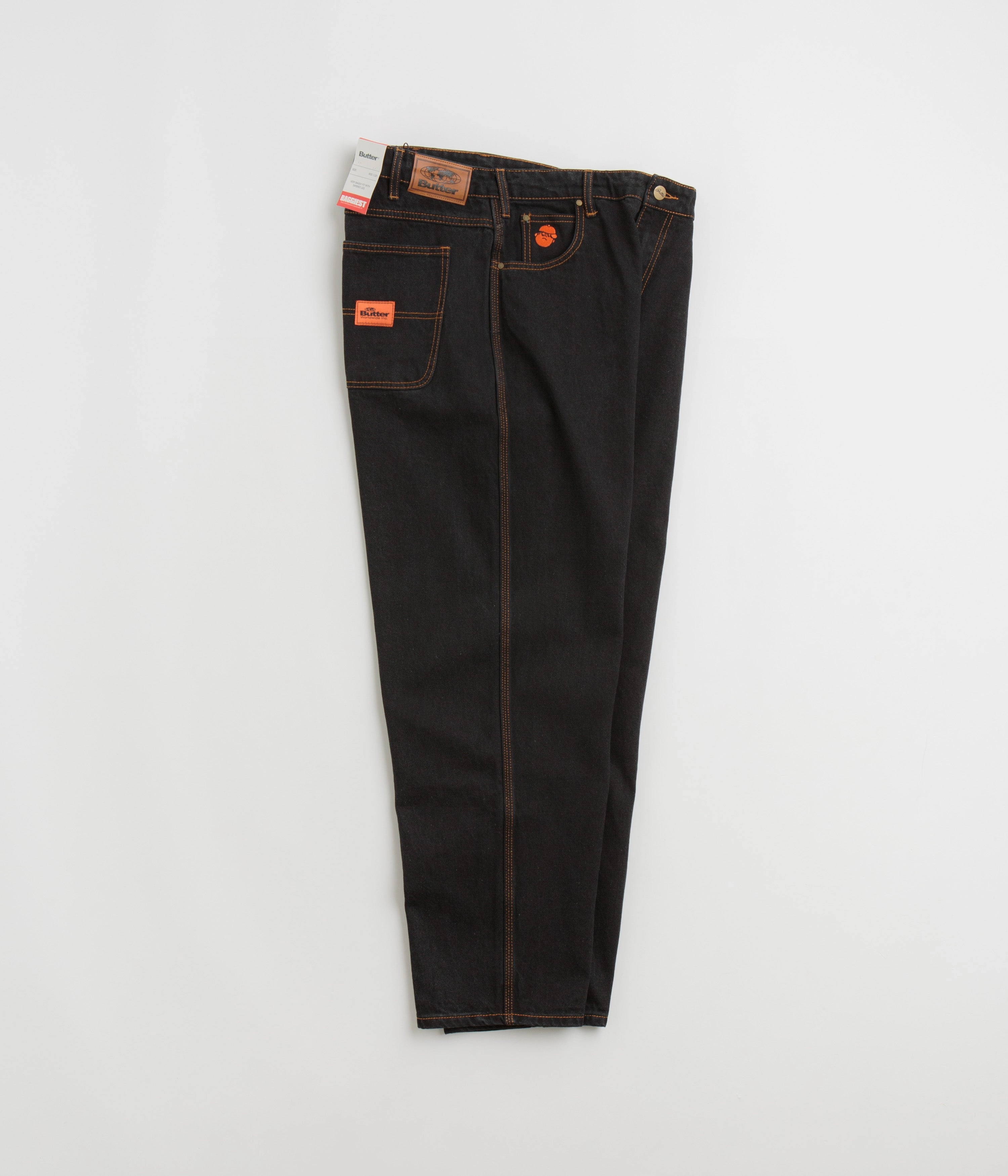 Tagless label Light Reflective Details Butter Goods Santosuosso Jeans - Washed Black / Orange