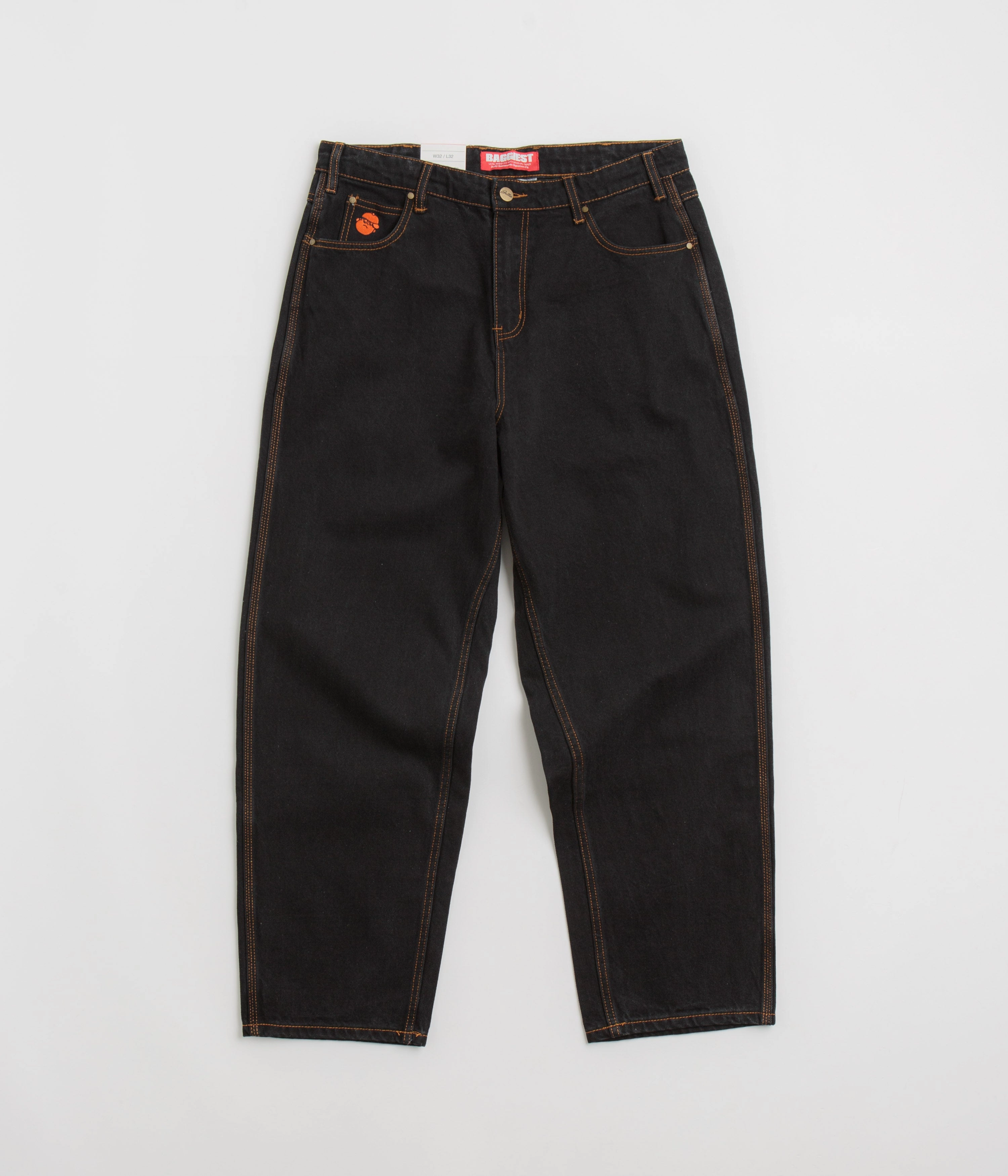 Adjustable Drawcord Versatile Look Butter Goods Santosuosso Jeans - Washed Black / Orange