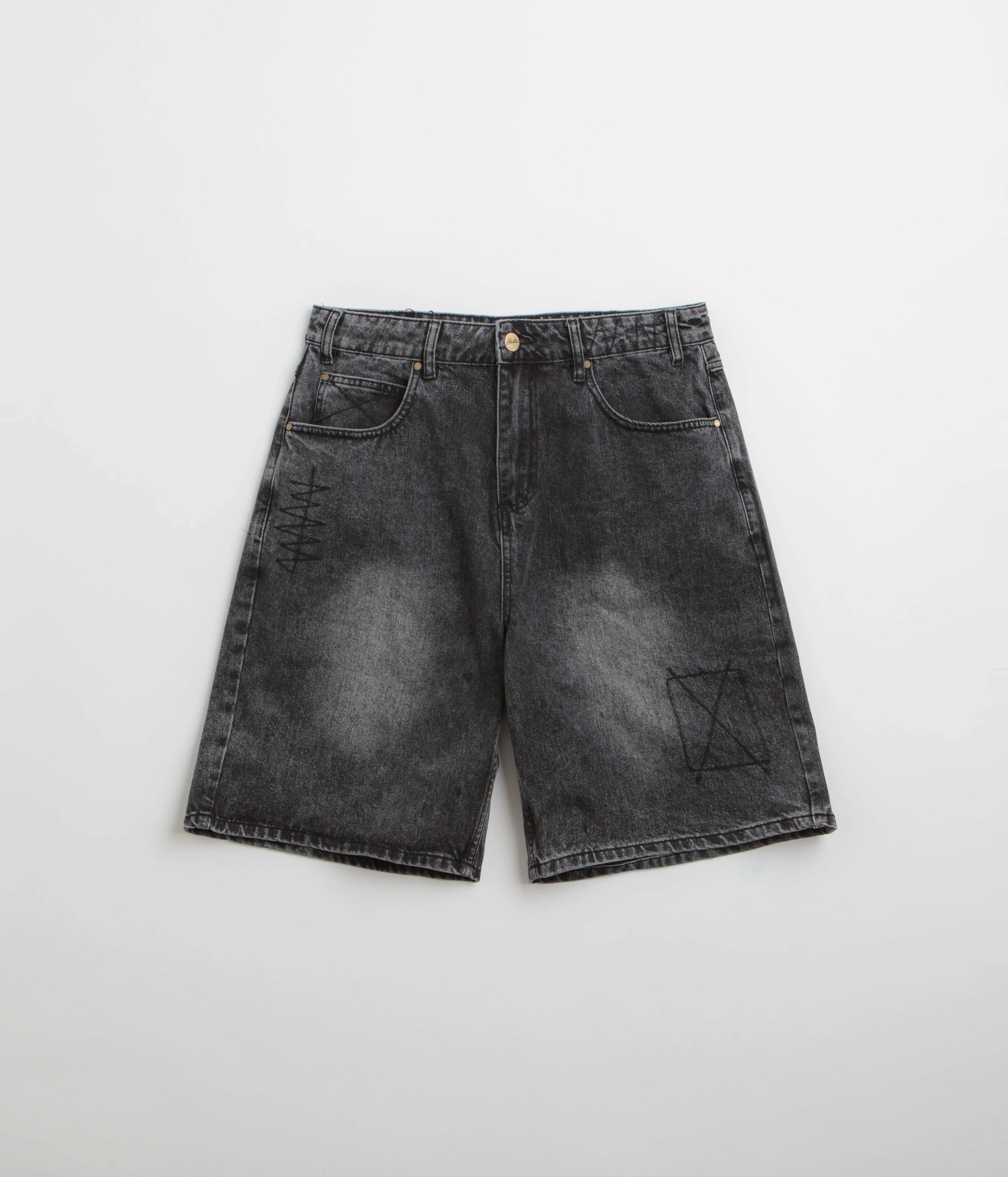Multi Pocket Design QuickDryTechnology Butter Goods Stitch Denim Shorts - Distressed Grey