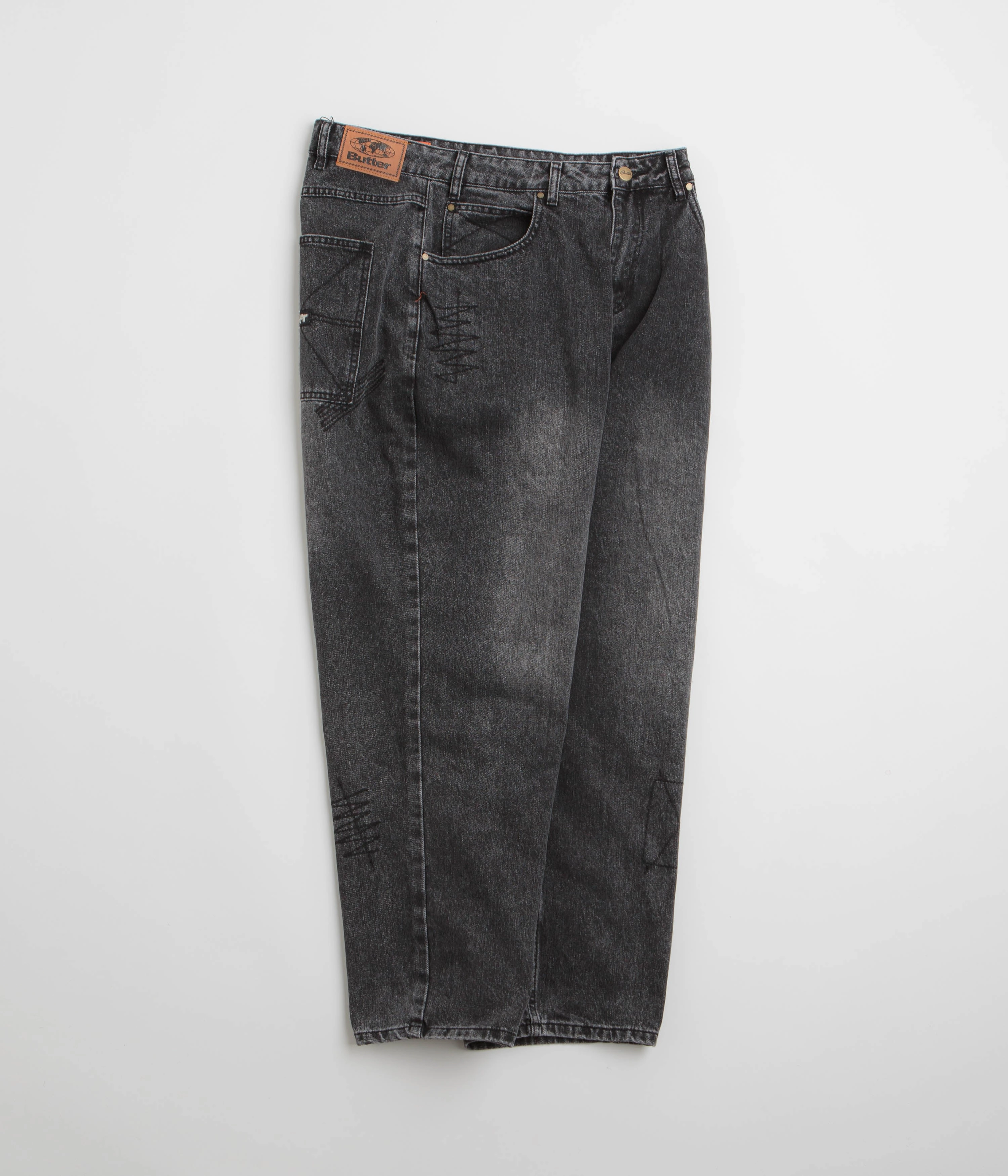 Statement Piece Butter Goods Stitch Jeans - Distressed Grey
