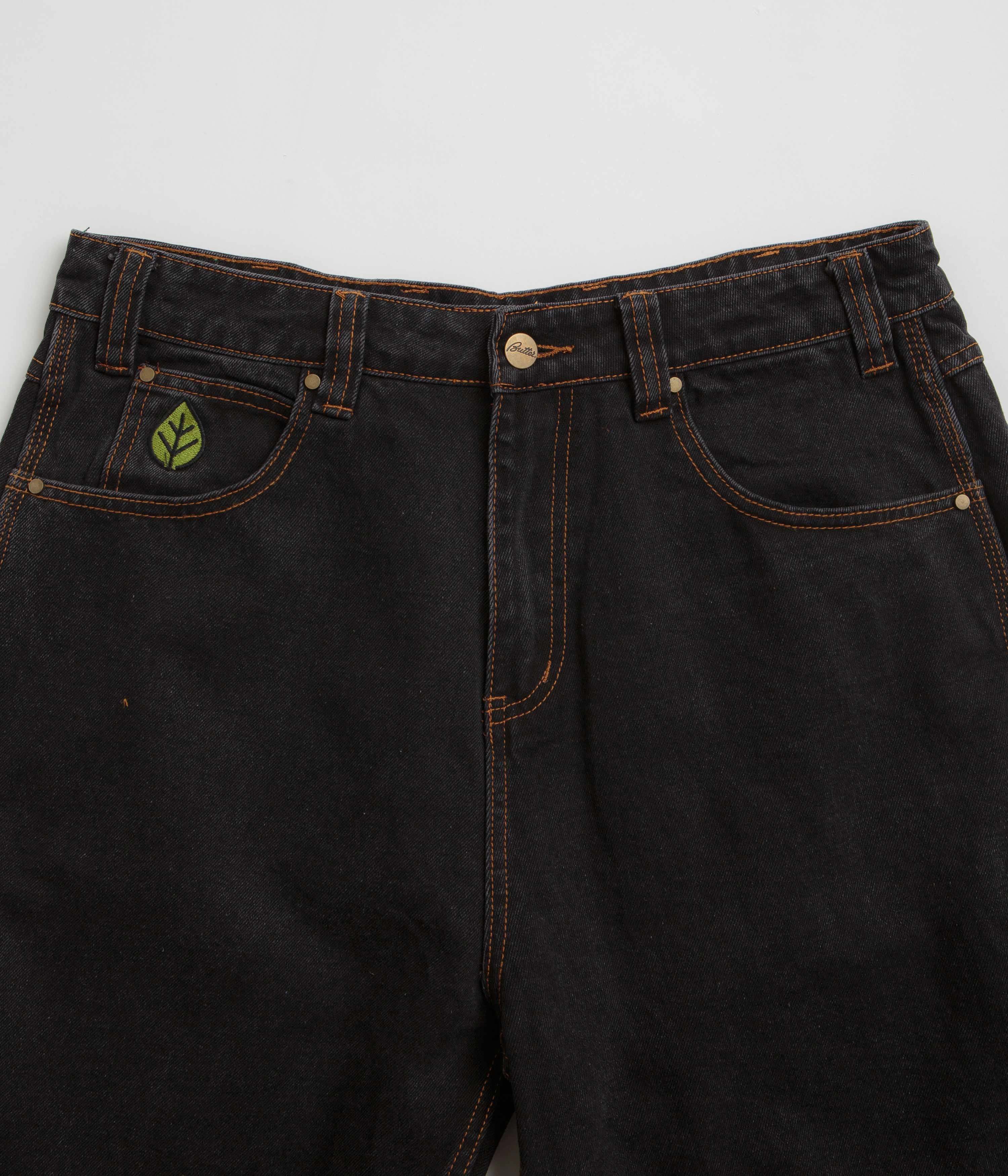 Earth Tones Four Way Stretch Fabric Butter Goods Weathergear Denim Shorts - Washed Black