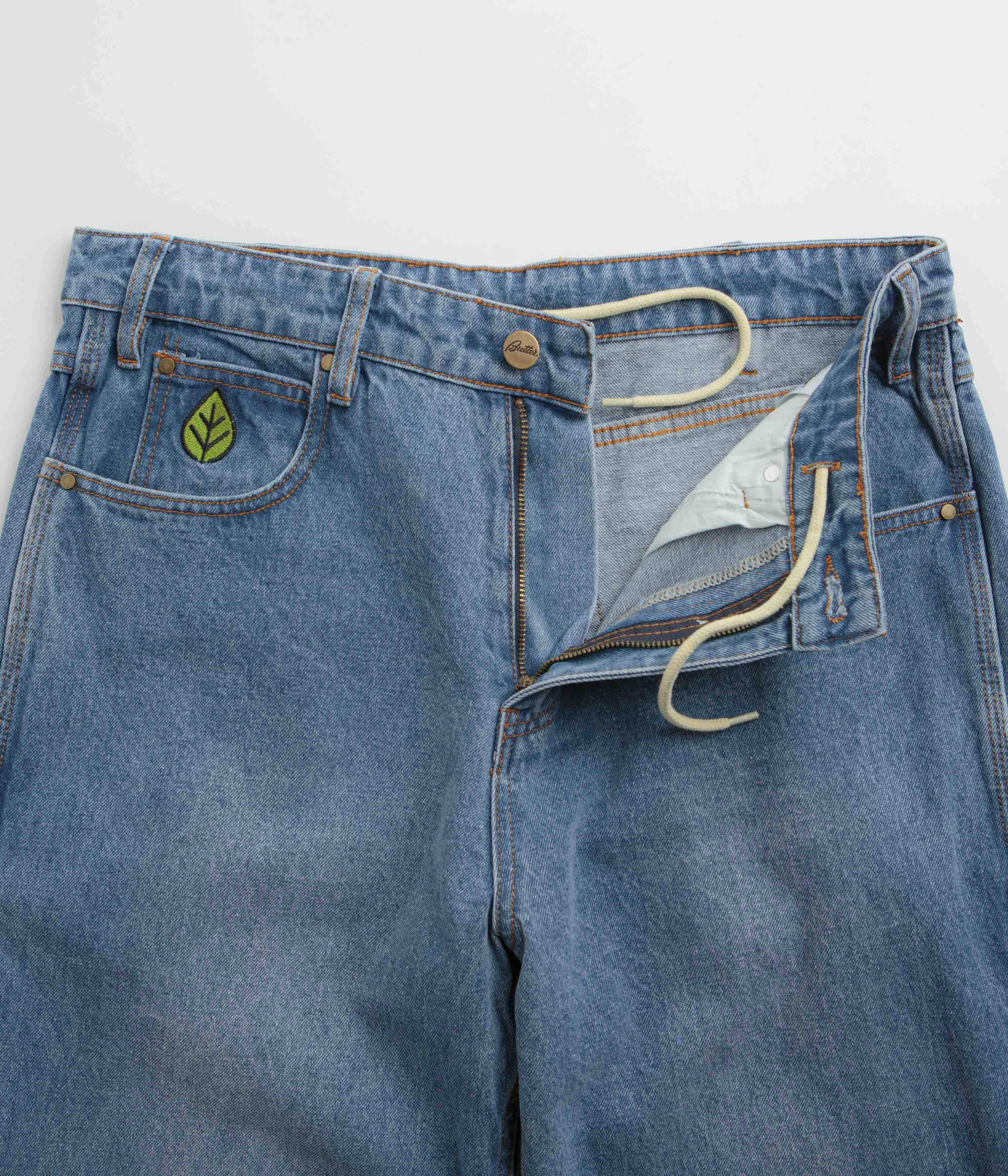 Butter Goods Weathergear Heavyweight Jeans - Worn Indigo Double Layered Hem Water Repellent Coating
