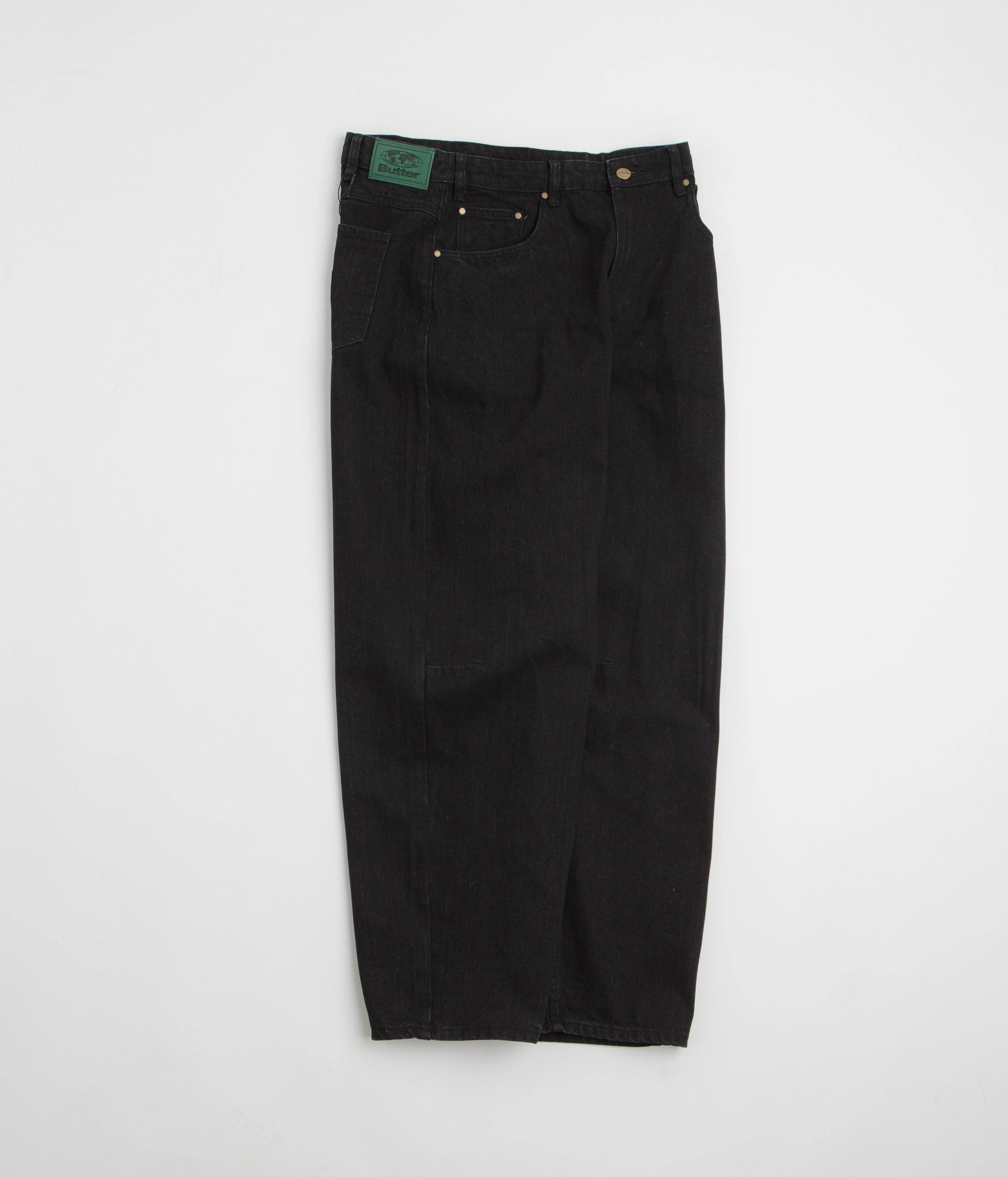 AbrasionResistant Butter Goods Wide Cut Jeans - Dark Washed Black