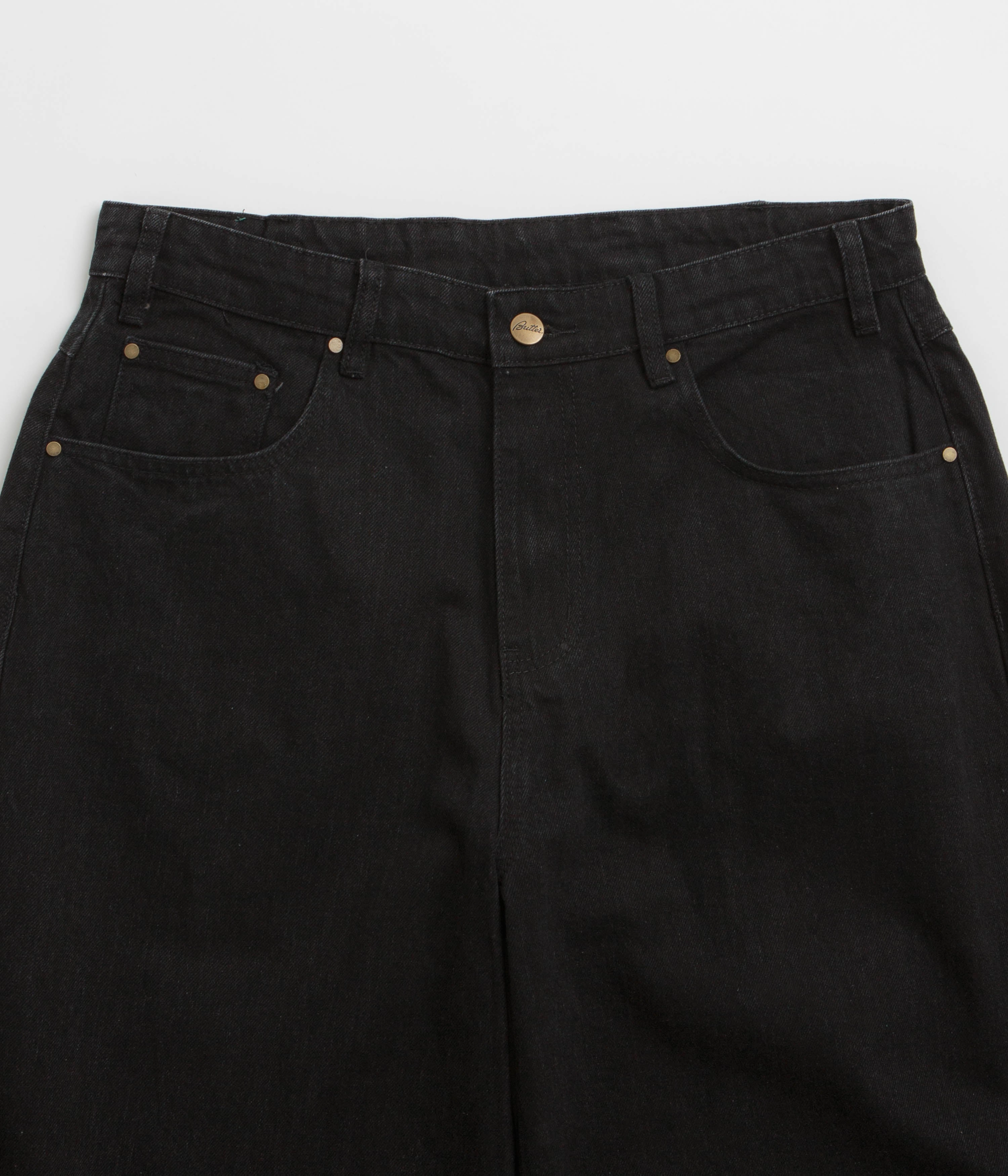 Butter Goods Wide Cut Jeans - Dark Washed Black Quick Release Closure