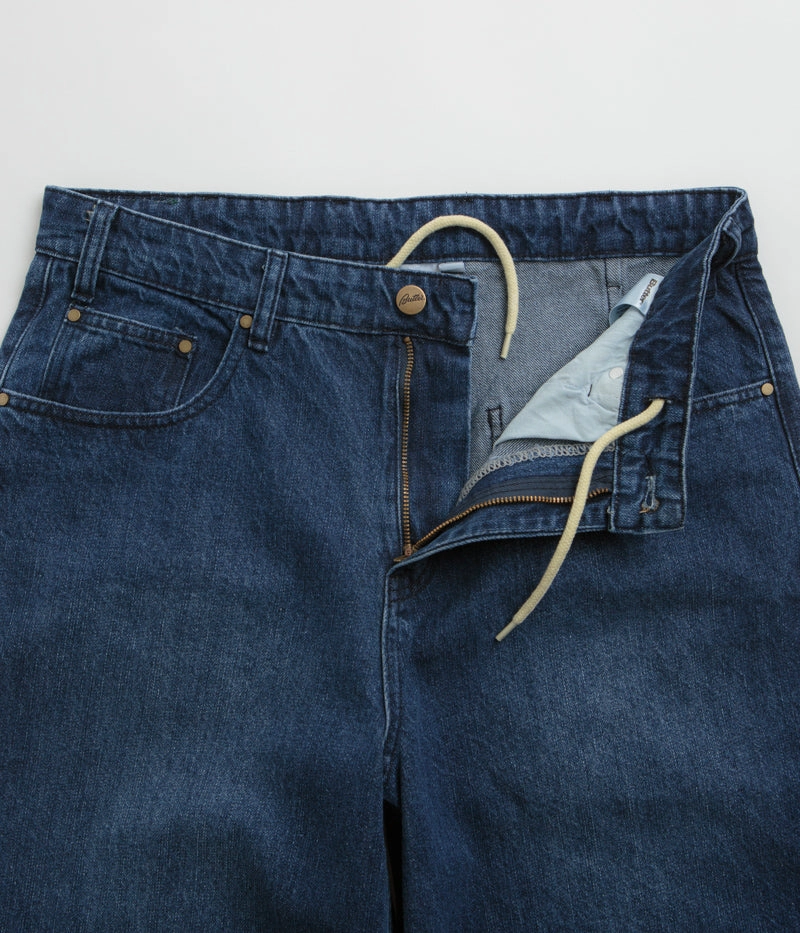 Quick Move Simple Comfort Butter Goods Wide Cut Jeans - Washed Slub Blue