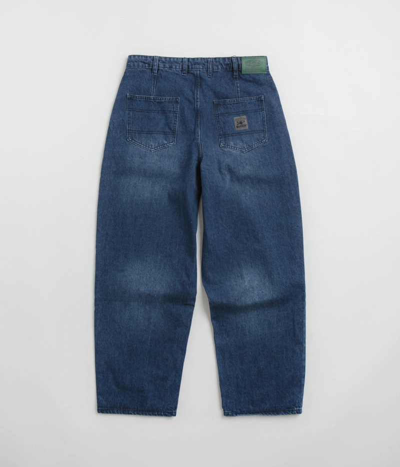Butter Goods Wide Cut Jeans - Washed Slub Blue Laser Cut Edges