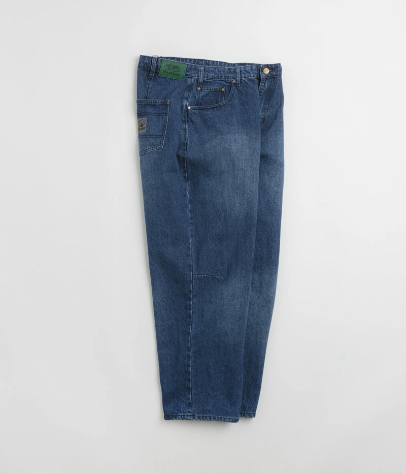 Butter Goods Wide Cut Jeans - Washed Slub Blue Clean Cut HighRiseWaistband