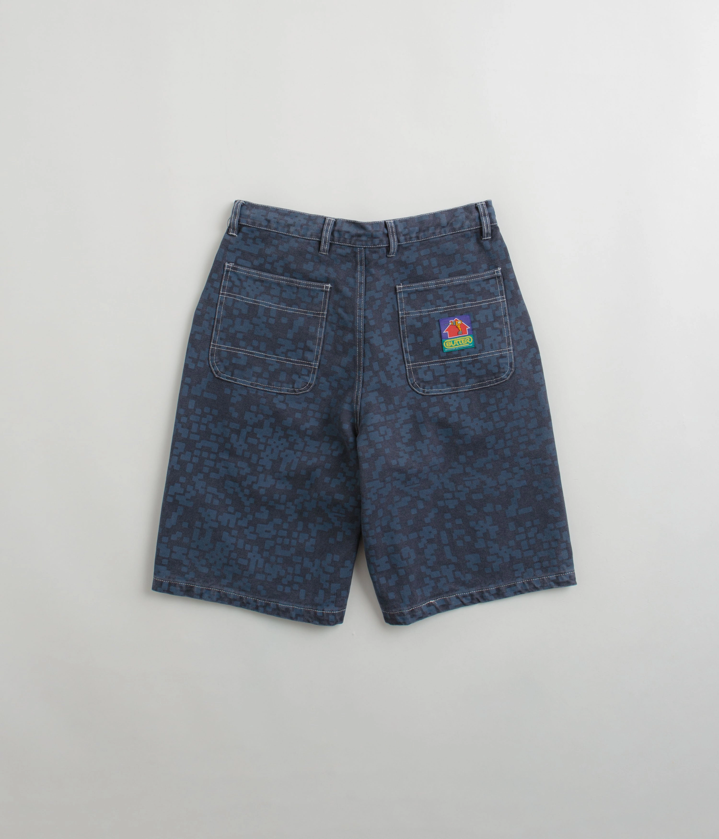 Striped Design Smart Fit Butter Goods Work Shorts - Slate Blue