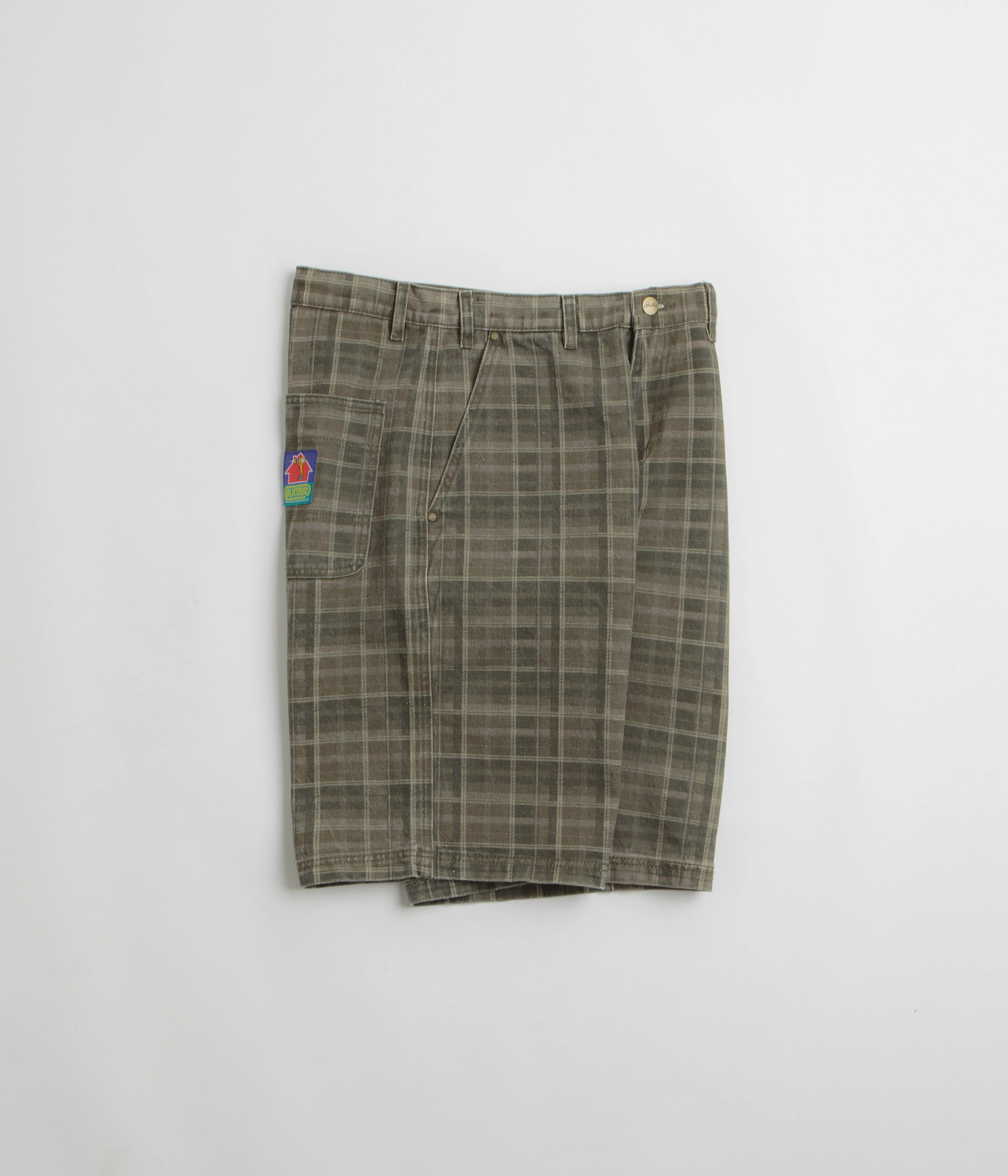 Butter Goods Work Shorts - Washed Plaid cheering section Anti Slip Waist Grip