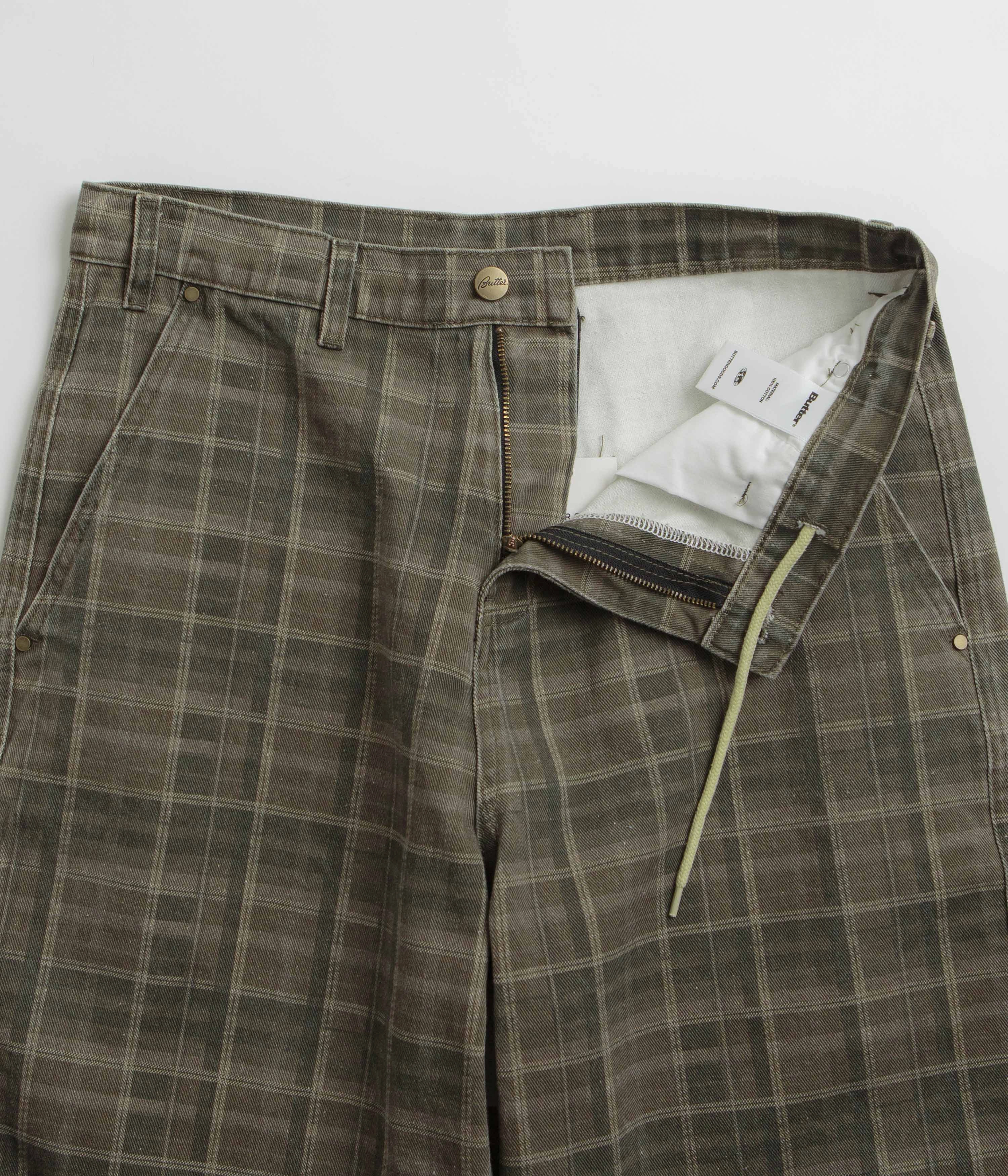 Butter Goods Work Shorts - Washed Plaid Summer Fun fade - resistant