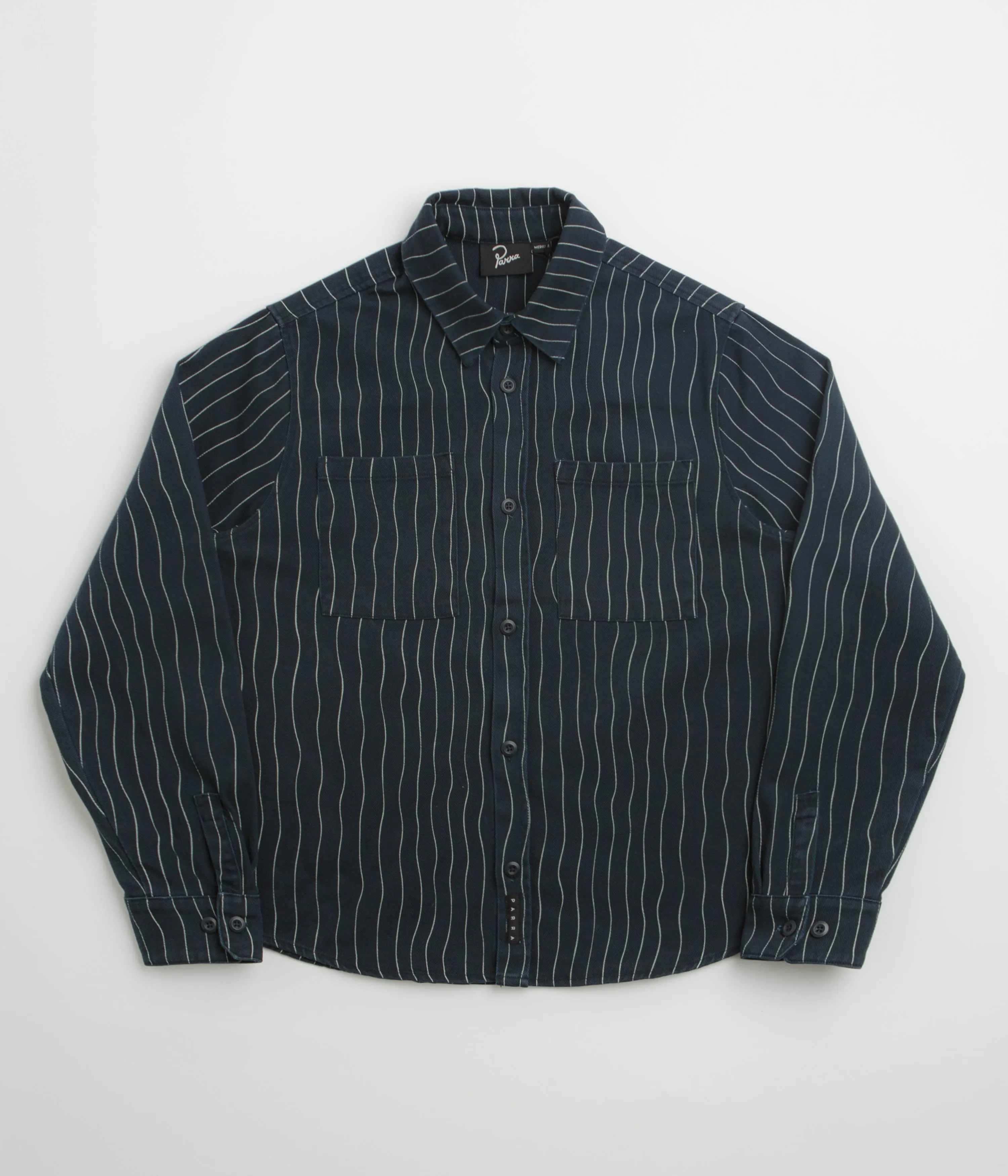 by Parra Meandering Lines Shirt - Navy Blue Non Restrictive Armhole Yoke Design