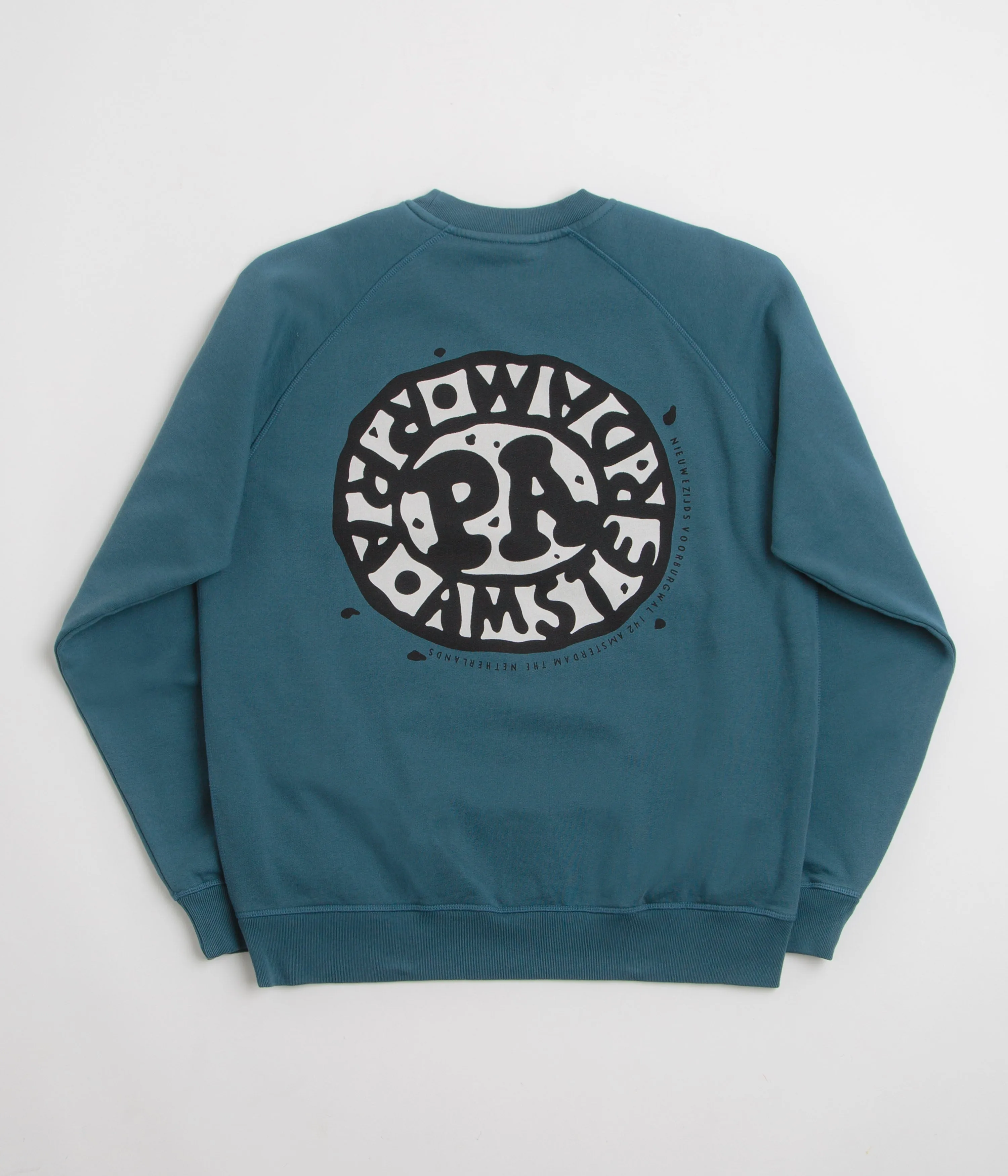 Rough texture surfing suitable by Parra Amsterdammed Crewneck Sweatshirt - Washed Blue