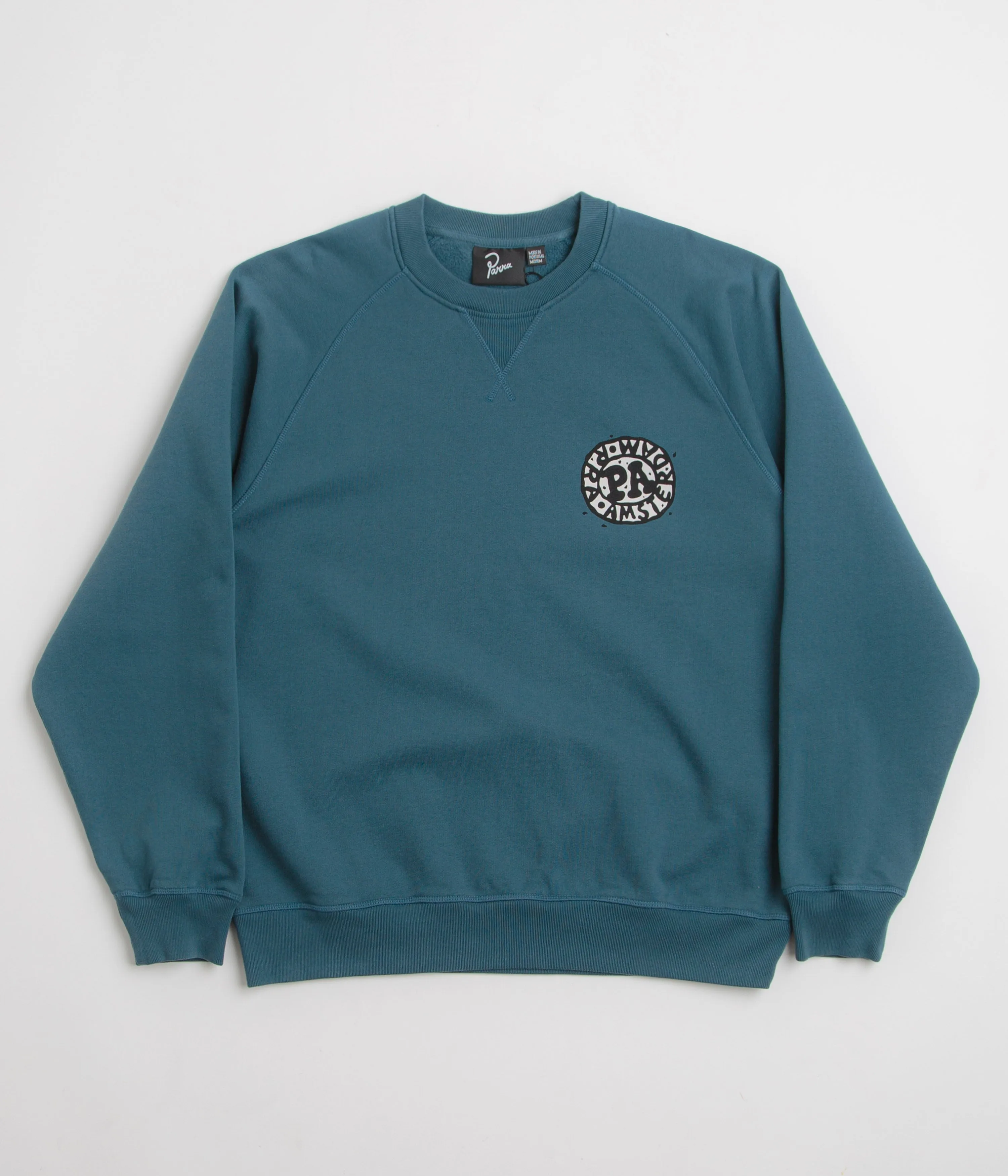product budget friendly uncollared by Parra Amsterdammed Crewneck Sweatshirt - Washed Blue