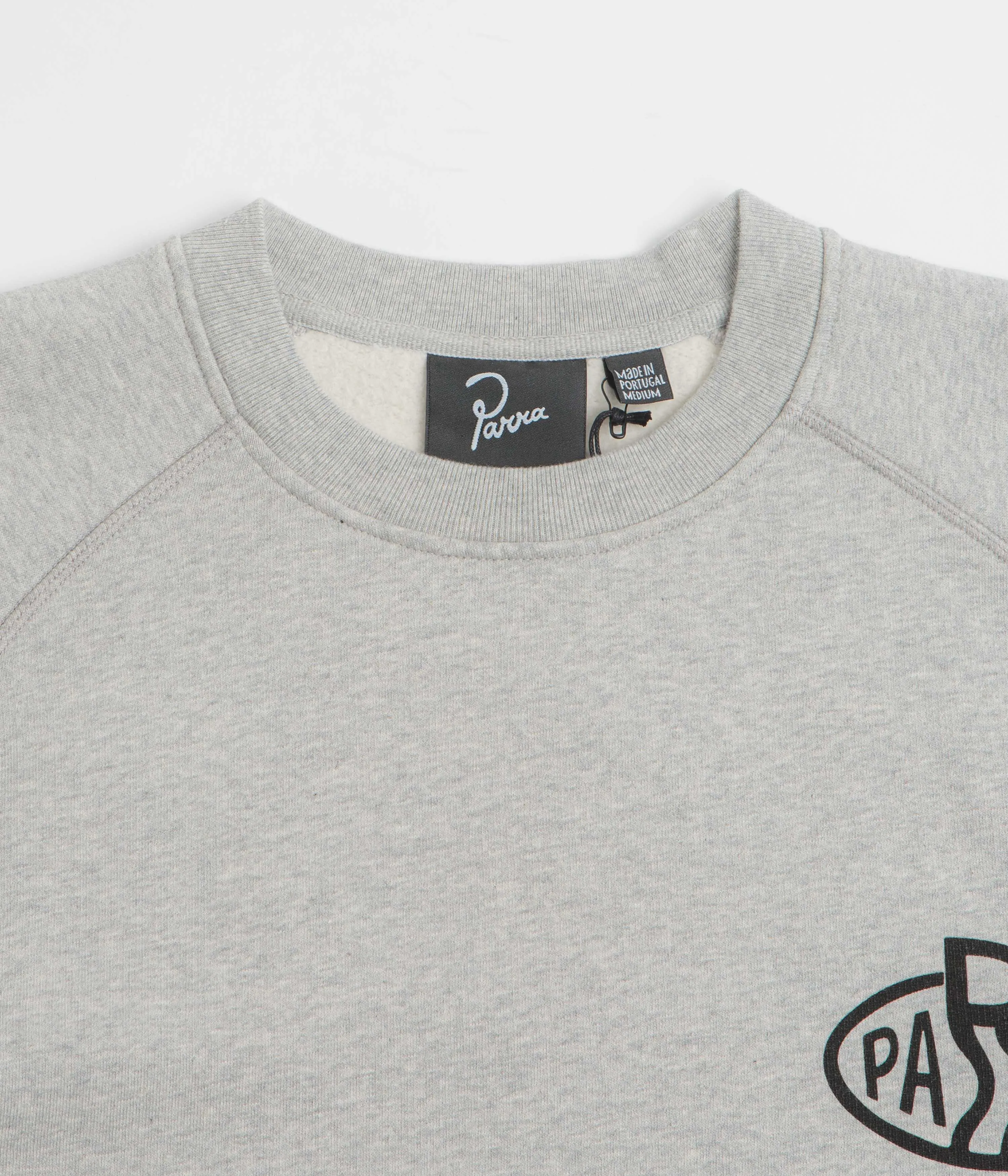 Timeless Relaxed Summer Wear by Parra Legs Logo Crewneck Sweatshirt - Heather Grey