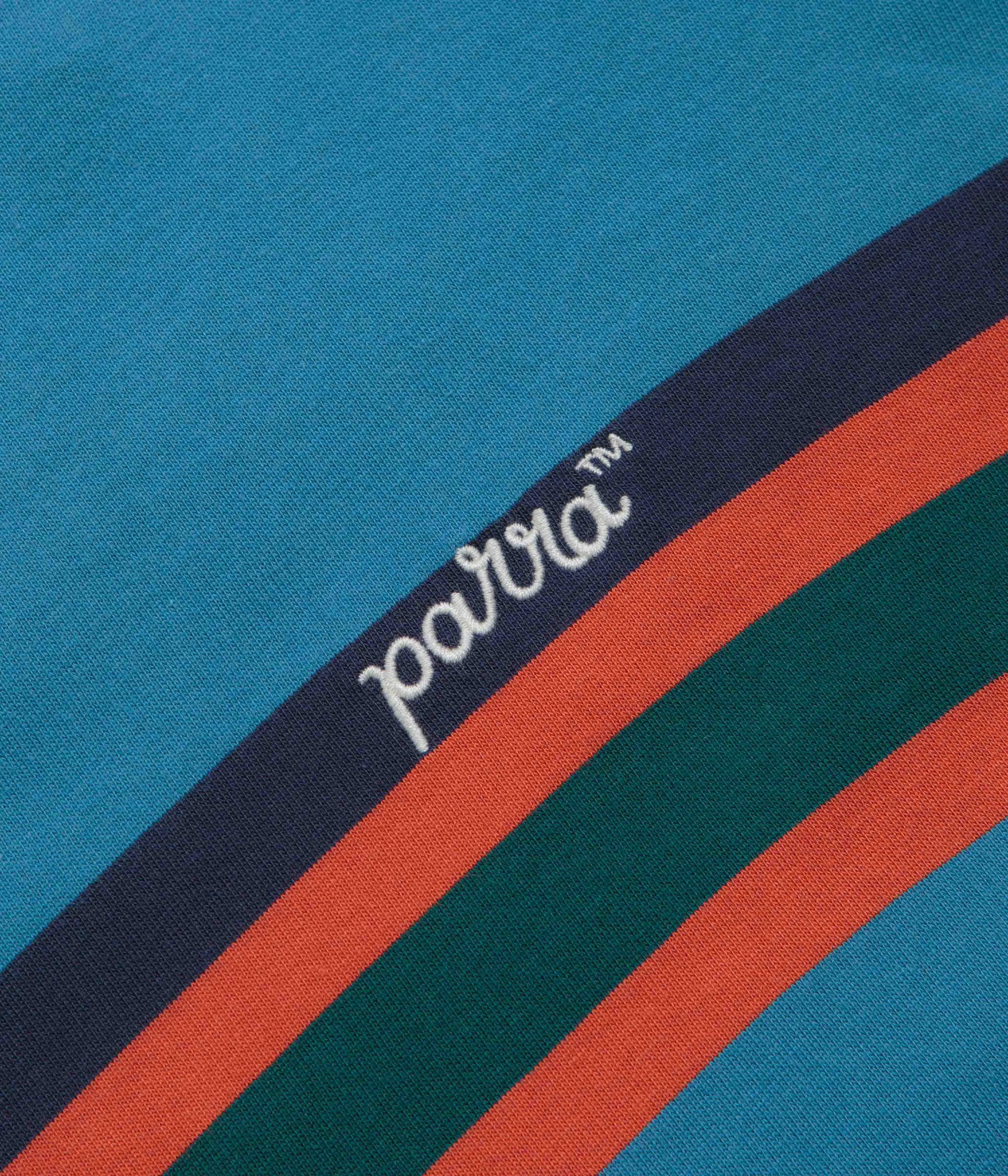 Skiing Fade Resistant Dye by Parra Script Striped T-Shirt - Blue
