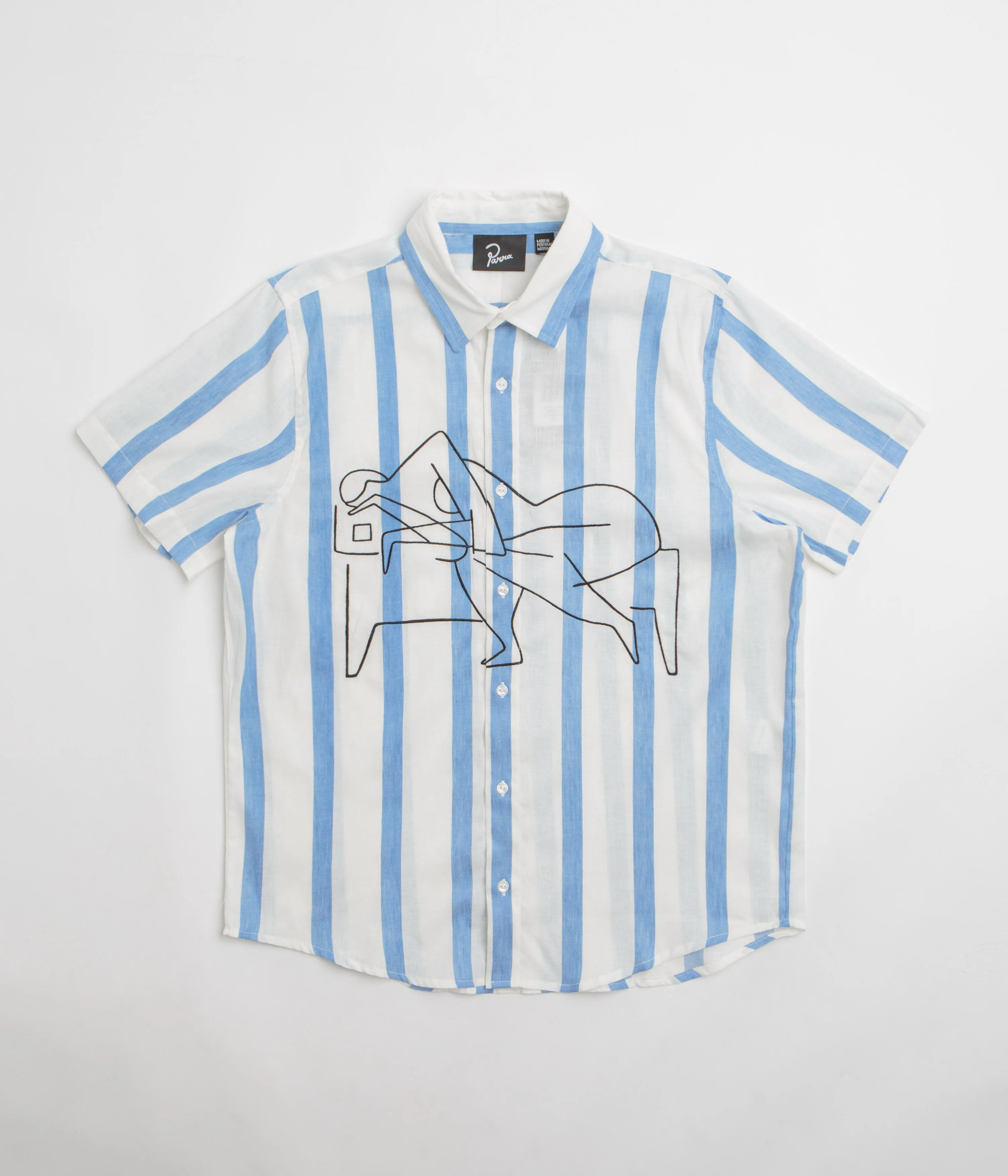 by Parra Sleep Now Short Sleeve Shirt - Blue Soft Stretch Collar