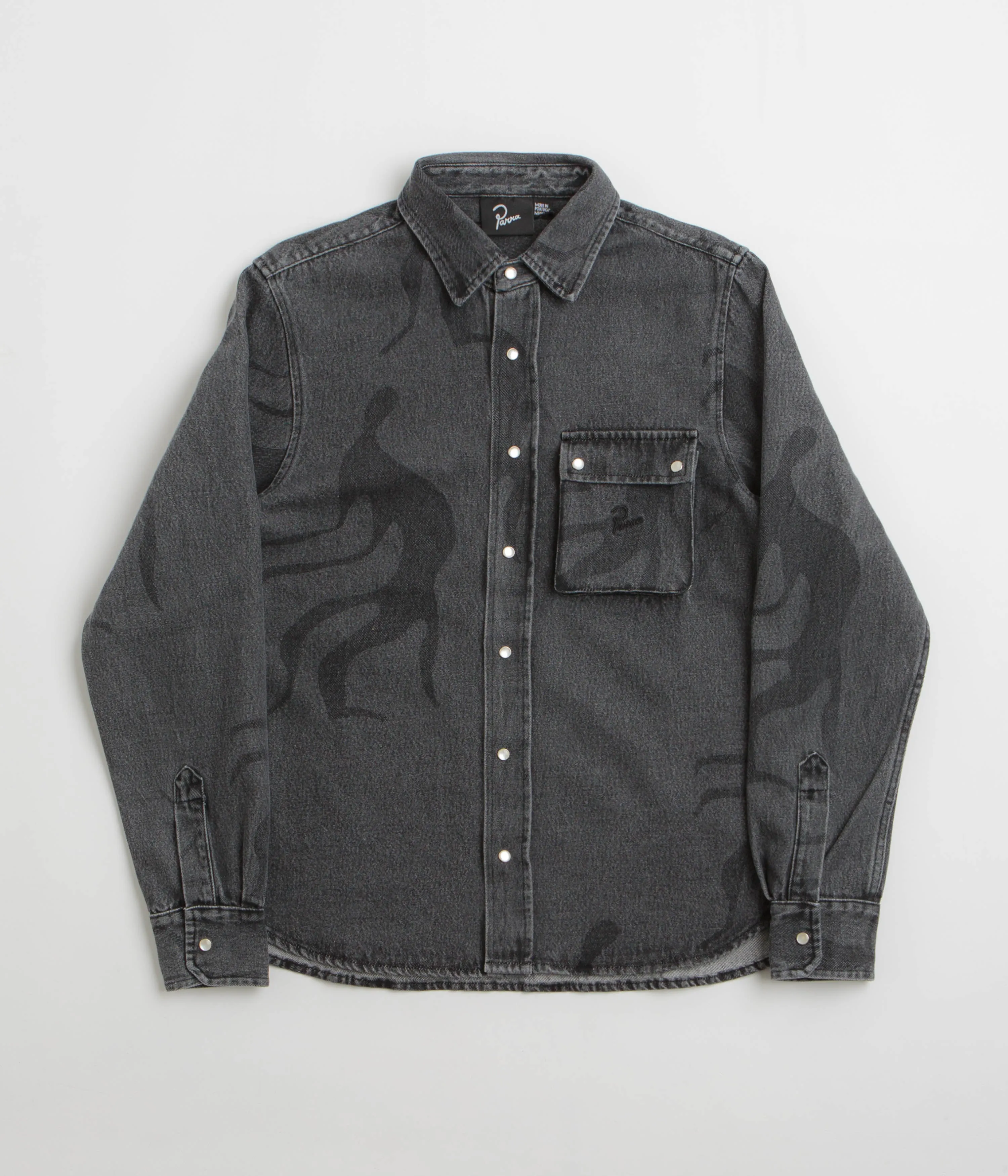 Floral Motif Fitted Silhouette by Parra The Stalkers Shirt - Washed Grey