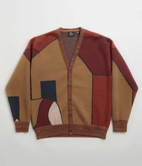by Parra Your Stupid Shed Knitted Cardigan - Brown nautical print adults'