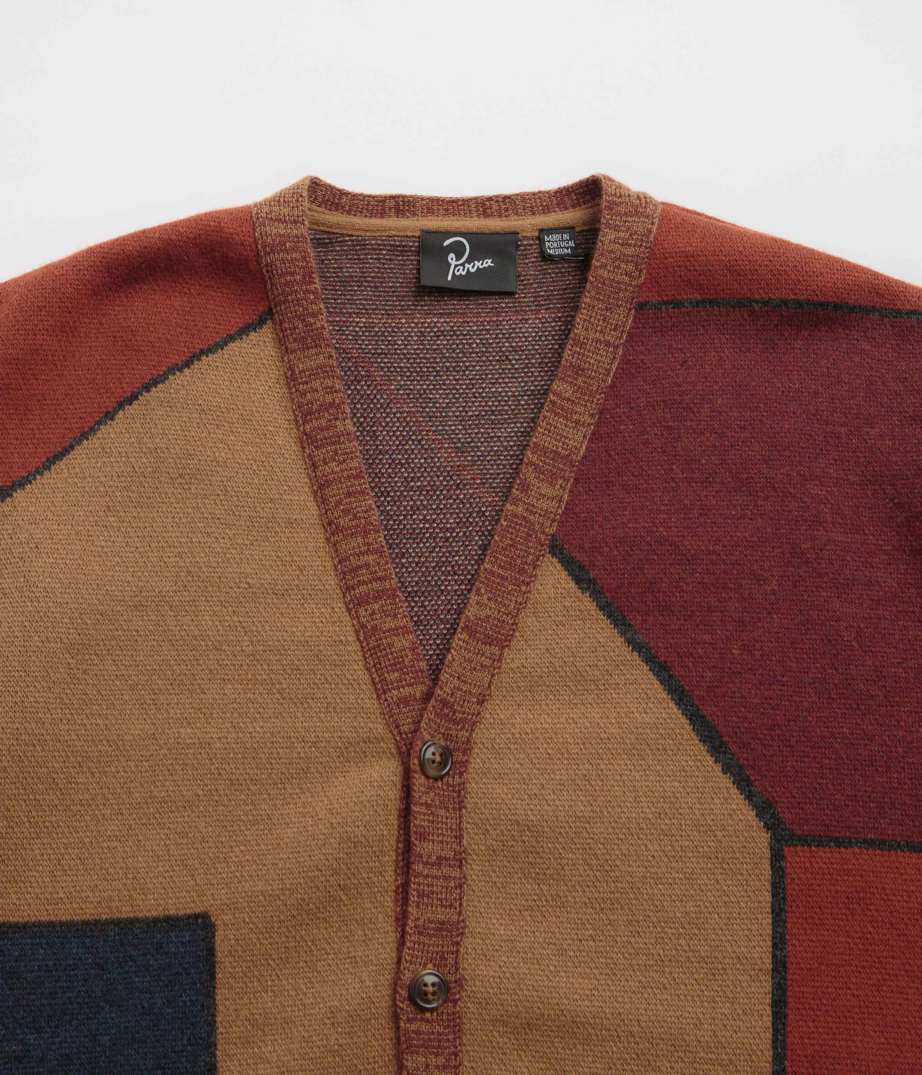 by Parra Your Stupid Shed Knitted Cardigan - Brown Color fastness