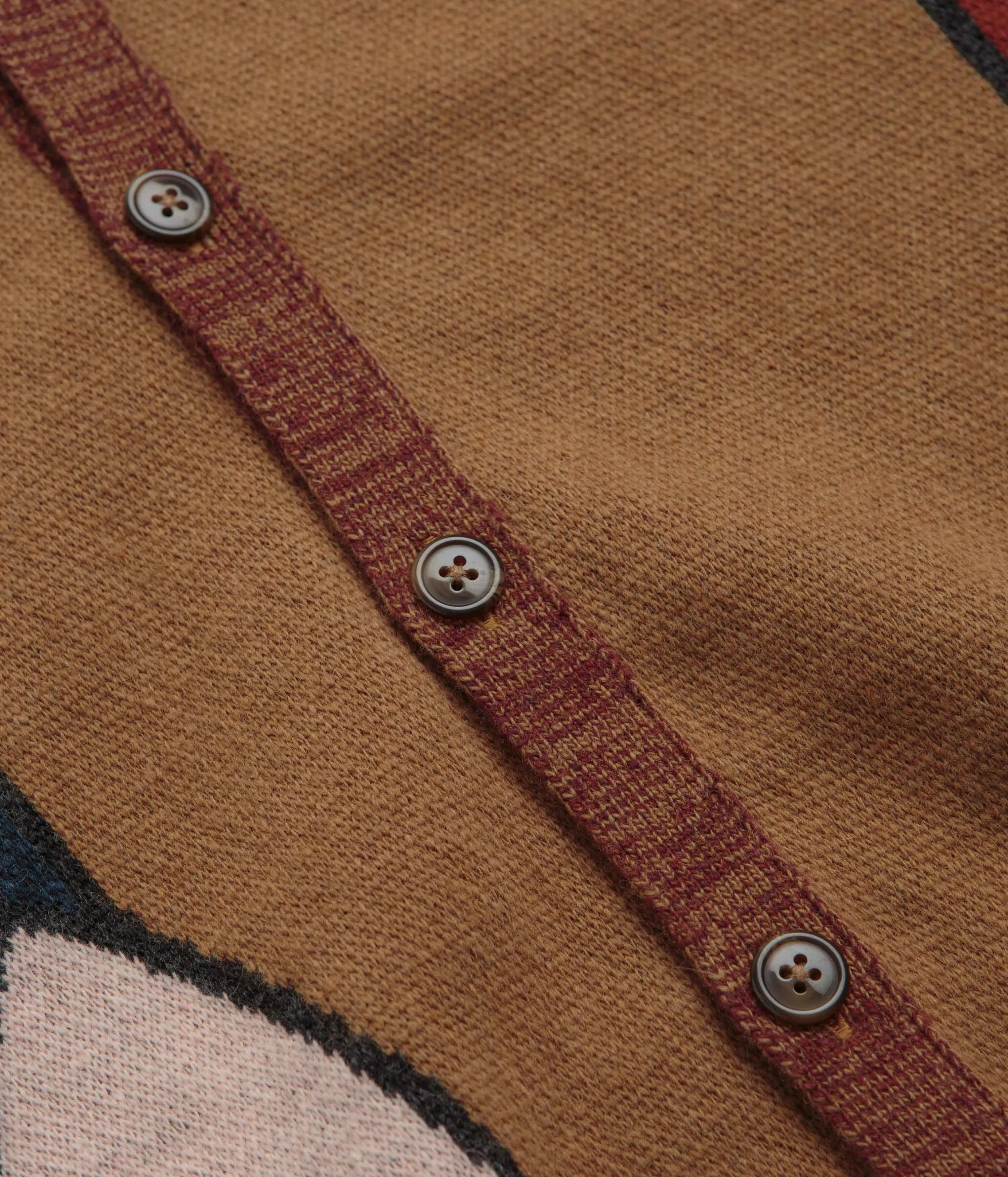 by Parra Your Stupid Shed Knitted Cardigan - Brown fuzzy texture Ribbed Cuffs