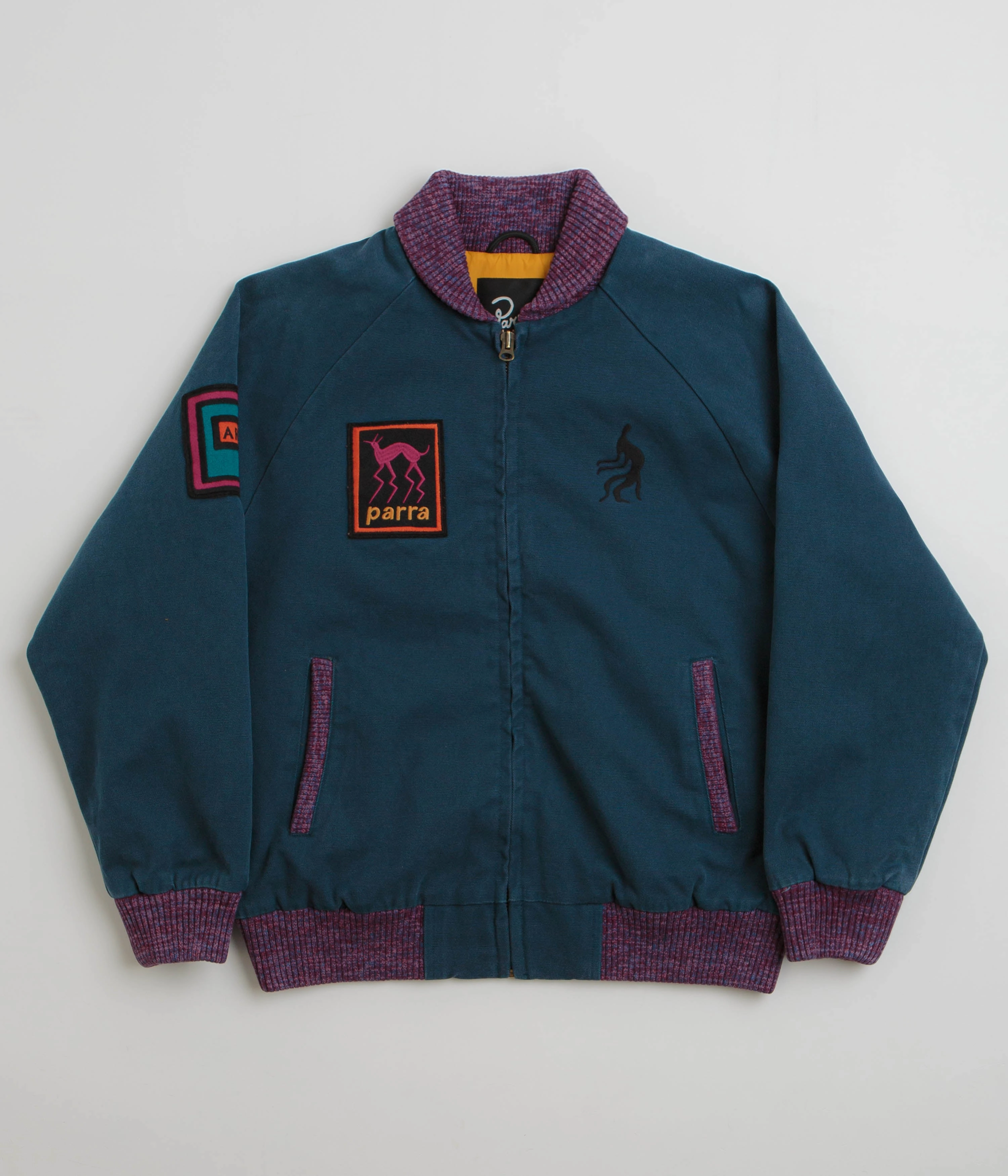 Negotiate by Parra Skull Stalker Varsity Jacket - Washed Blue
