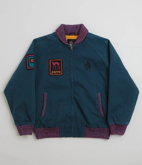 Negotiate by Parra Skull Stalker Varsity Jacket - Washed Blue