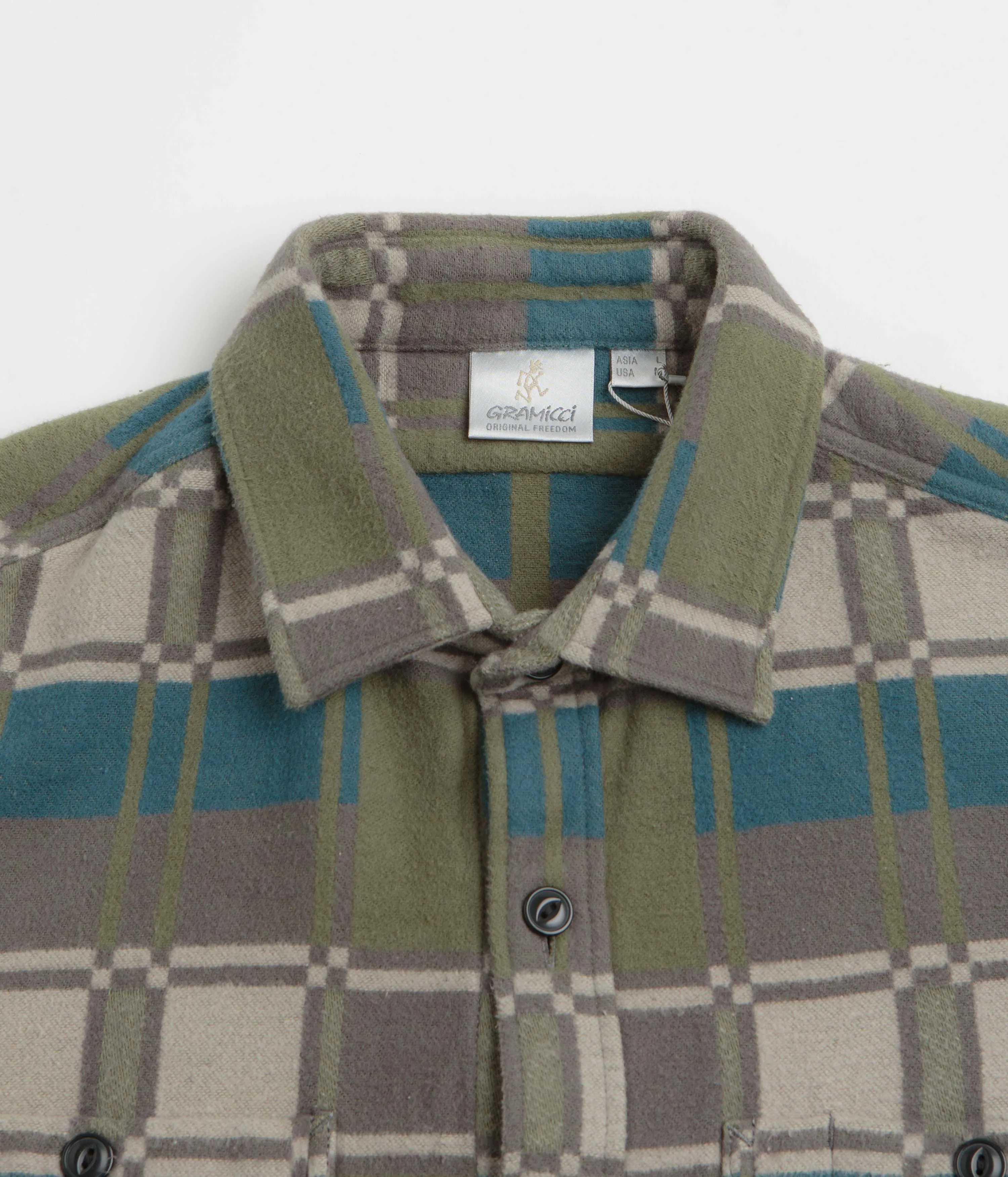 Gramicci Anthony Flannel Shirt - Silver Check Sporty Look