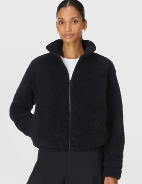 Compact Packable AdjustableHood Canyon Fleece Zip Up - Black