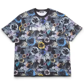 A Bathing Ape Floral Camo Logo Tee - Black Skiing