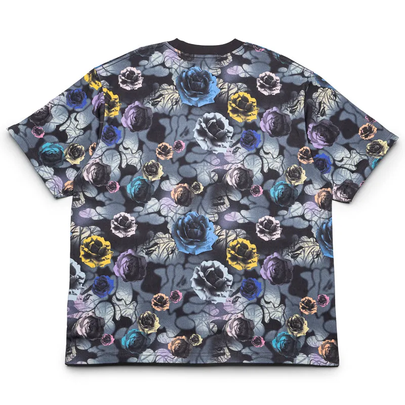 Non Iron Cotton Material A Bathing Ape Floral Camo Logo Tee - Black