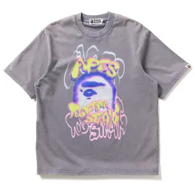 A Bathing Ape Heavy Washed Logo Tee - Charcoal night sports event