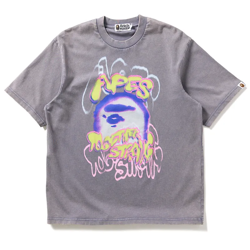 Sequined design A Bathing Ape Heavy Washed Logo Tee - Charcoal