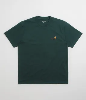 Carhartt American Script T-Shirt - Dark Fir Cap sleeves Sturdy stitching