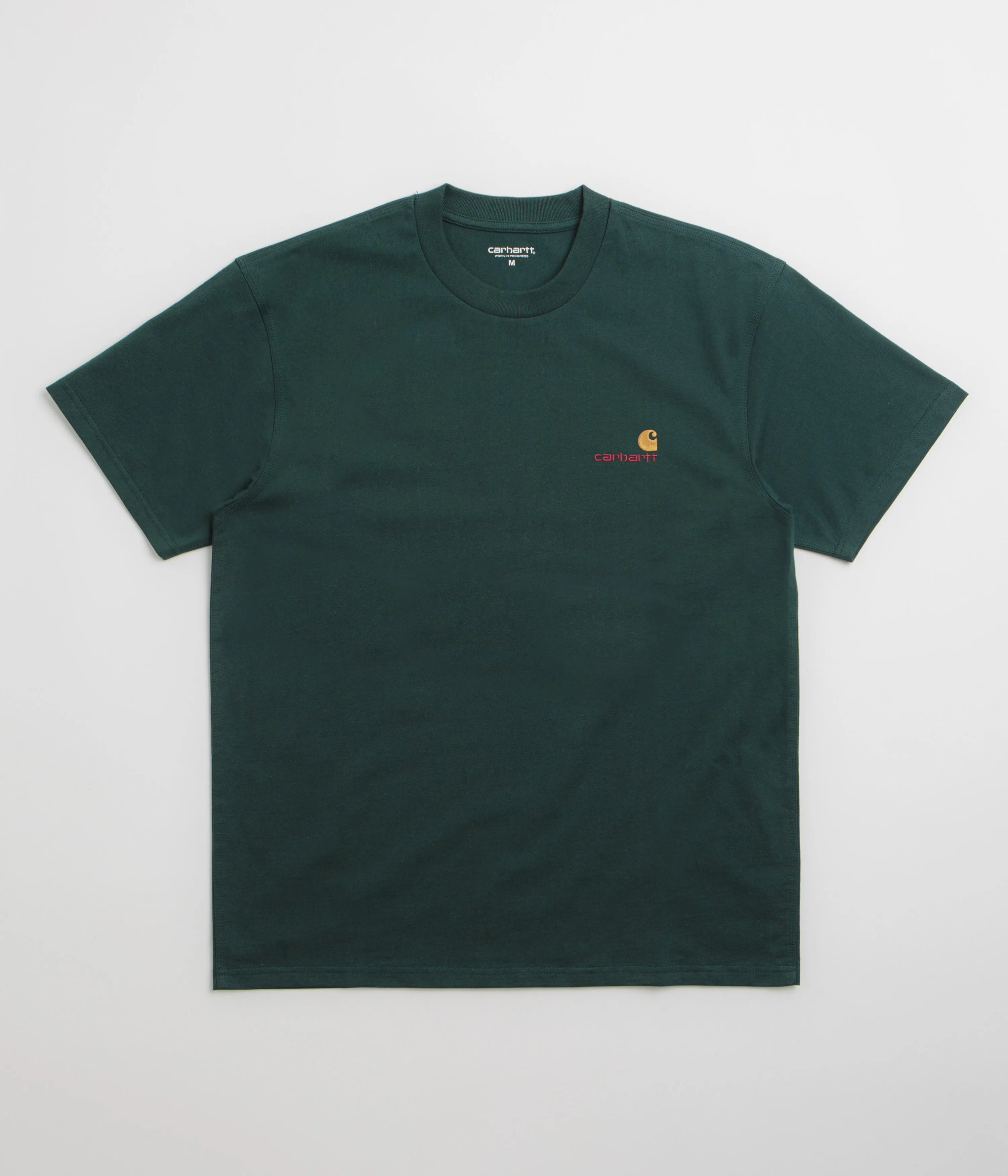 Carhartt American Script T-Shirt - Dark Fir Cap sleeves Sturdy stitching