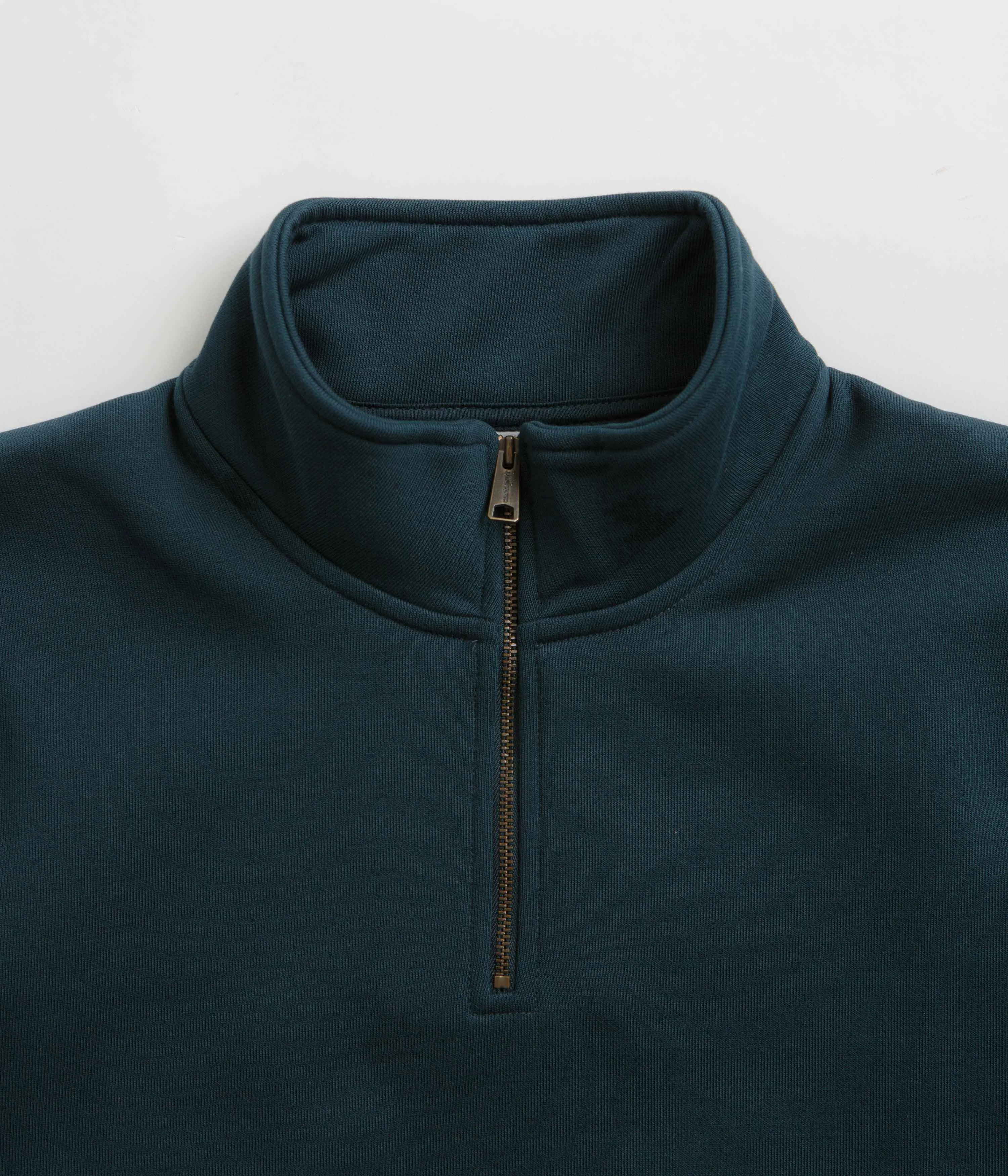Cold Weather Wear Carhartt Chase Zip Neck Sweatshirt - Duck Blue / Gold
