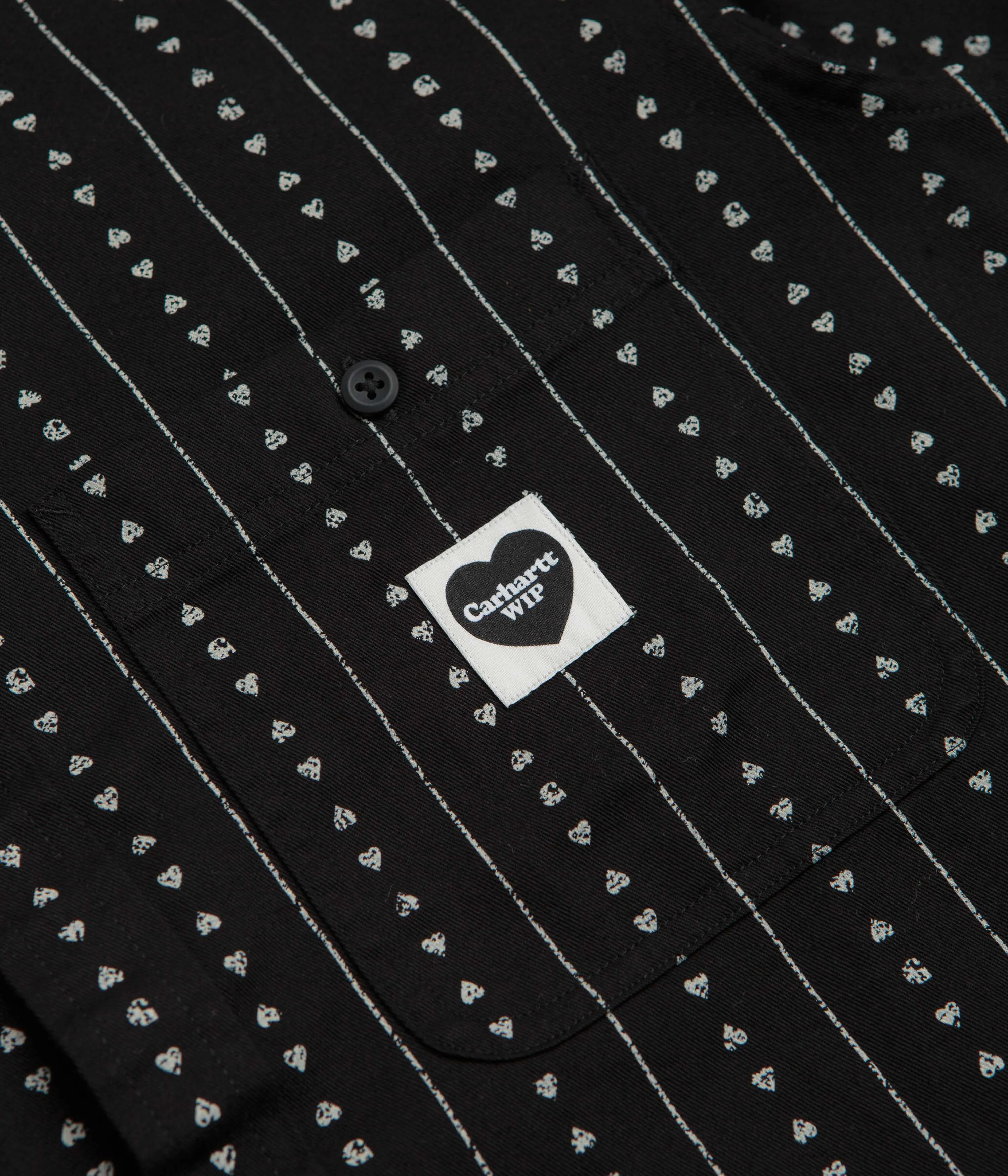 Pocket Detailing Carhartt Drewe Short Sleeve Shirt - Heart C Pinstripe / Black / Natural