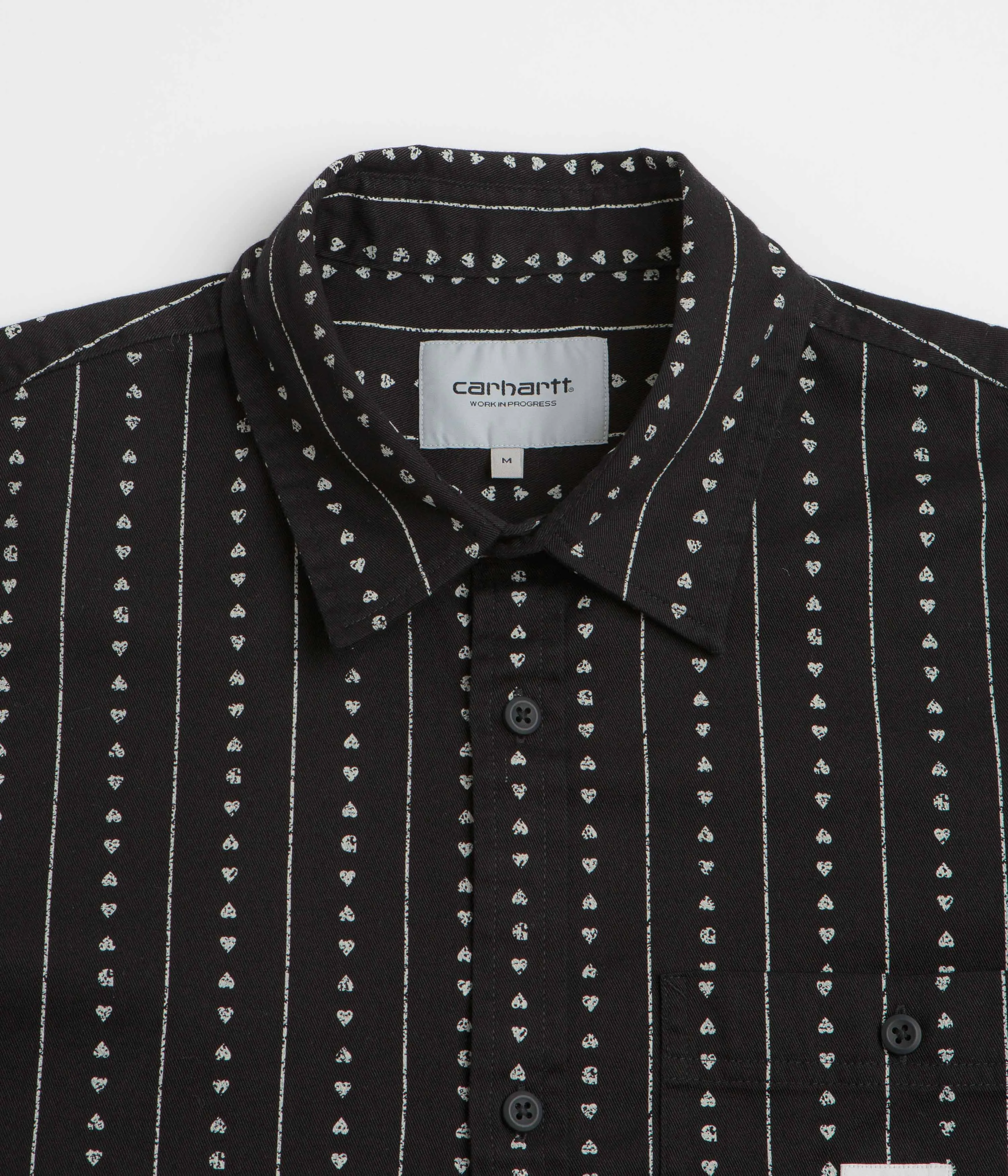 Hooded Option Carhartt Drewe Short Sleeve Shirt - Heart C Pinstripe / Black / Natural