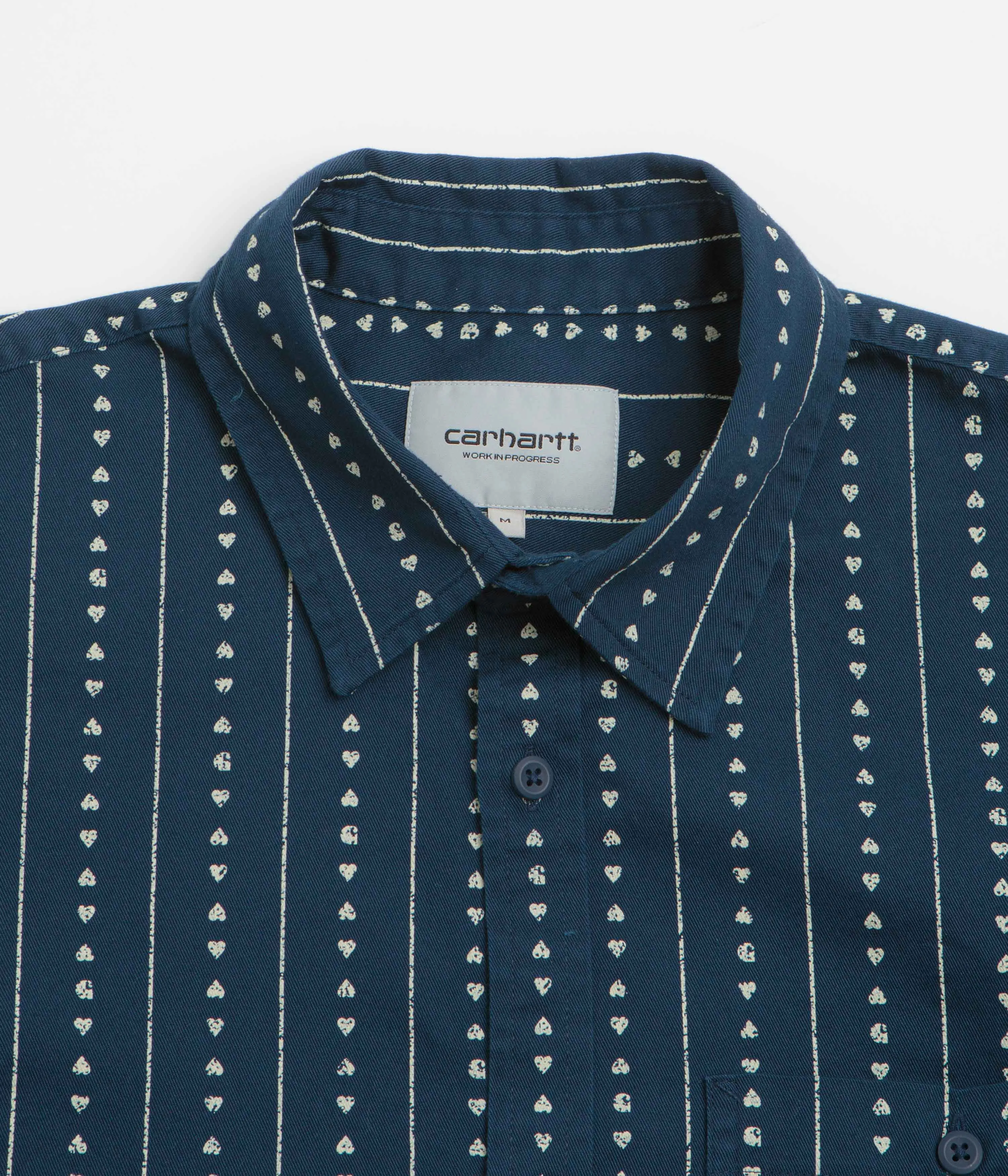 Carhartt Drewe Short Sleeve Shirt - Heart C Pinstripe / Ink / Natural Coffee Run