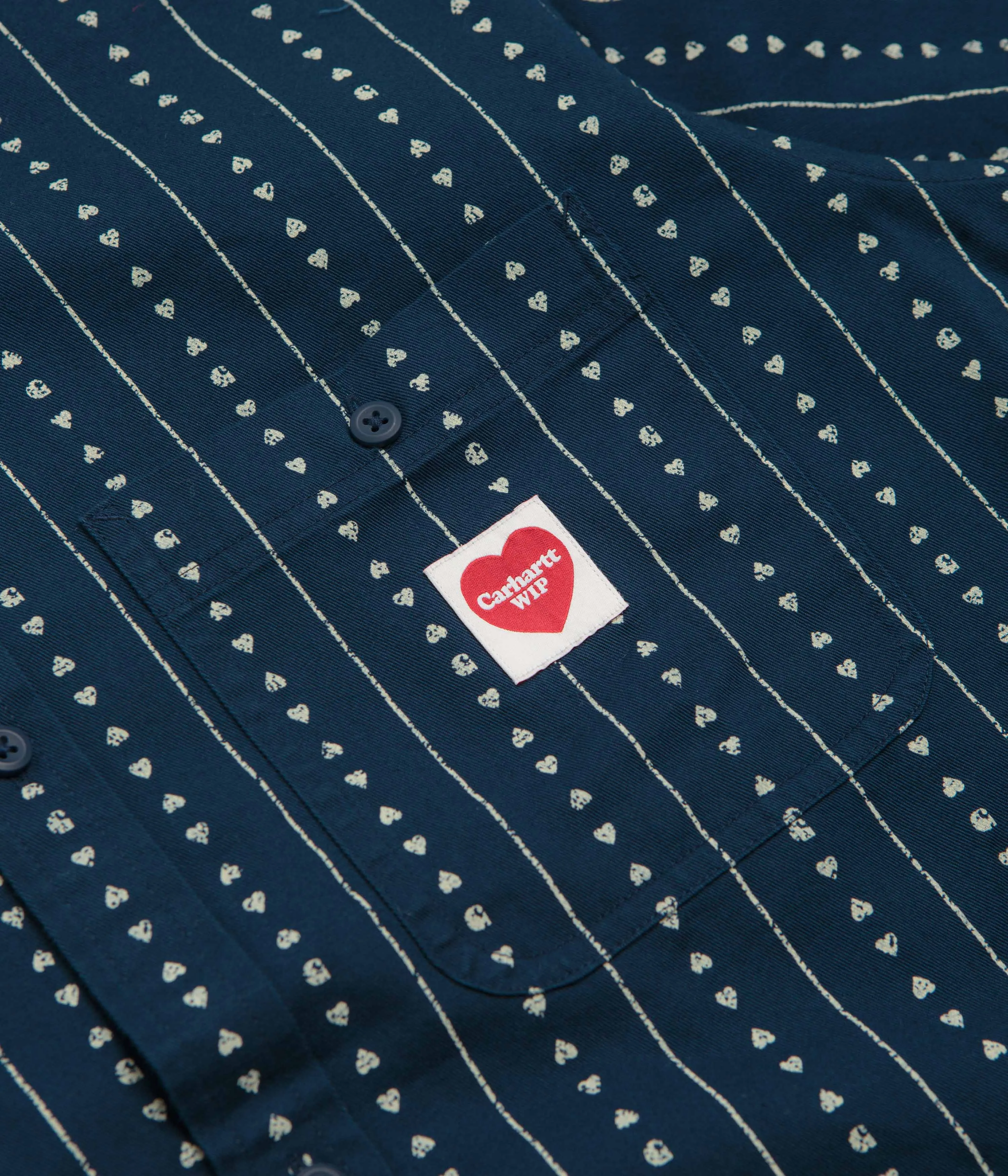garden party Carhartt Drewe Short Sleeve Shirt - Heart C Pinstripe / Ink / Natural