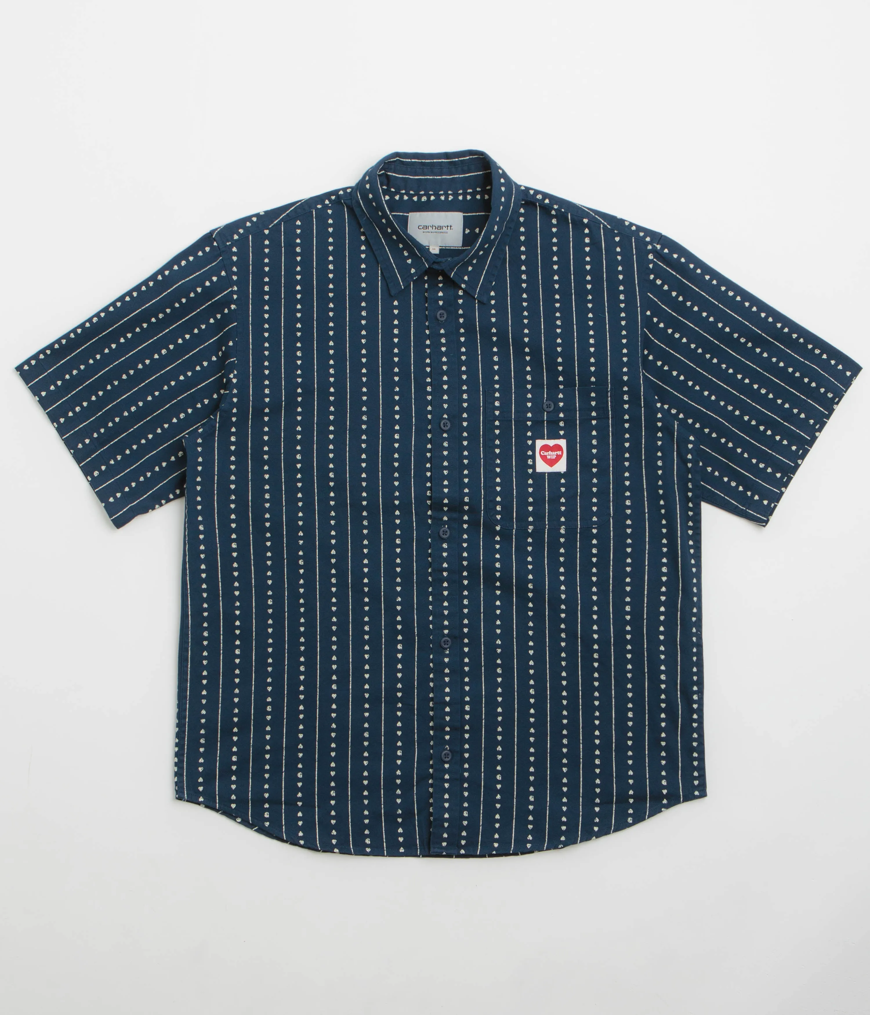 Carhartt Drewe Short Sleeve Shirt - Heart C Pinstripe / Ink / Natural Unisex style