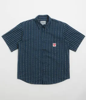 Comfort First Fit ethical fashion Carhartt Drewe Short Sleeve Shirt - Heart C Pinstripe / Ink / Natural